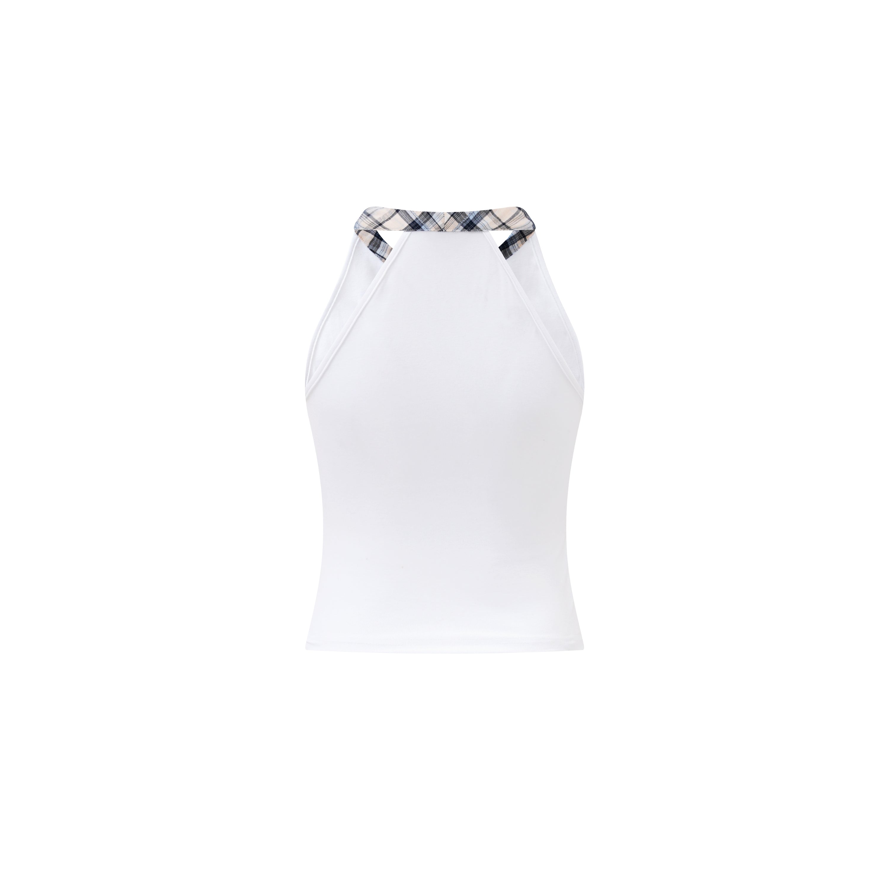 Bow-Detailed Plaid Bustier Top