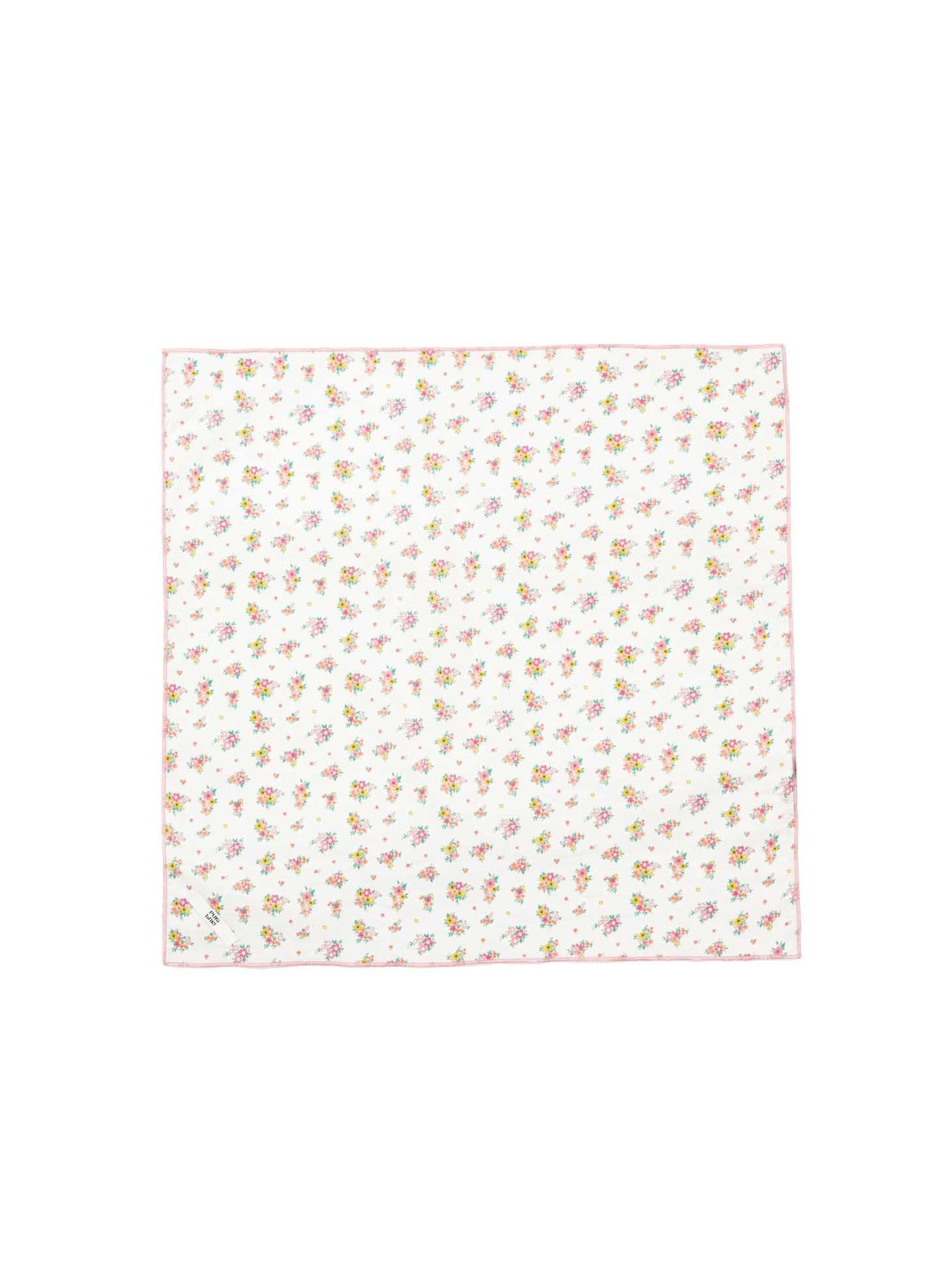 Pink Floral Print Square Scarf