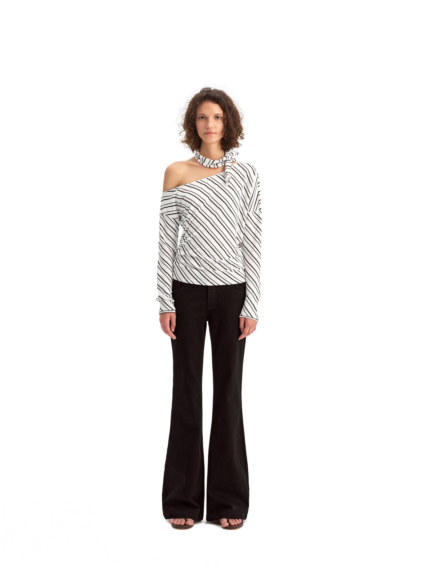 Striped Off-the-shoulder Knit