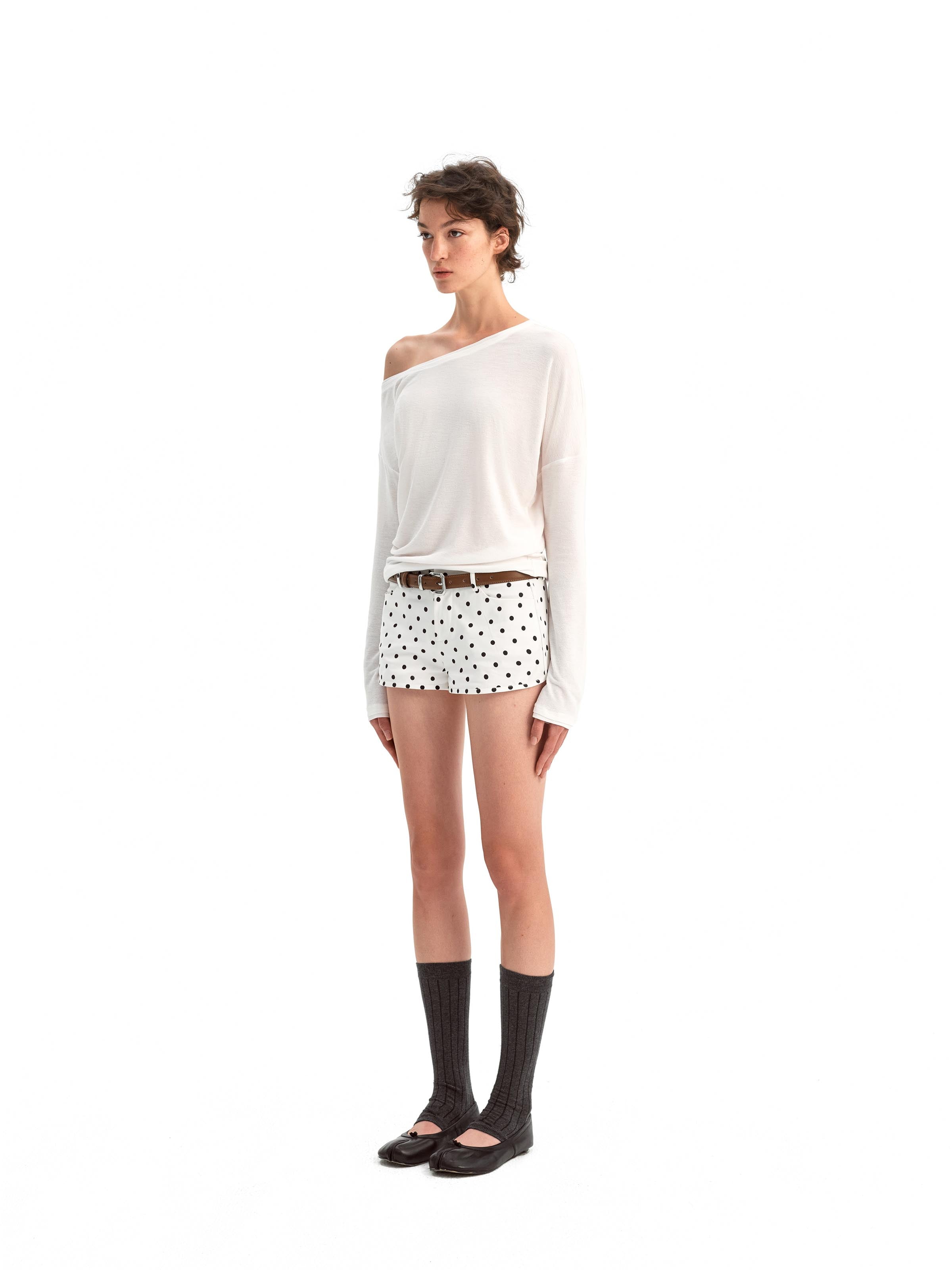 Off-the-shoulder Long-sleeved Knitwear