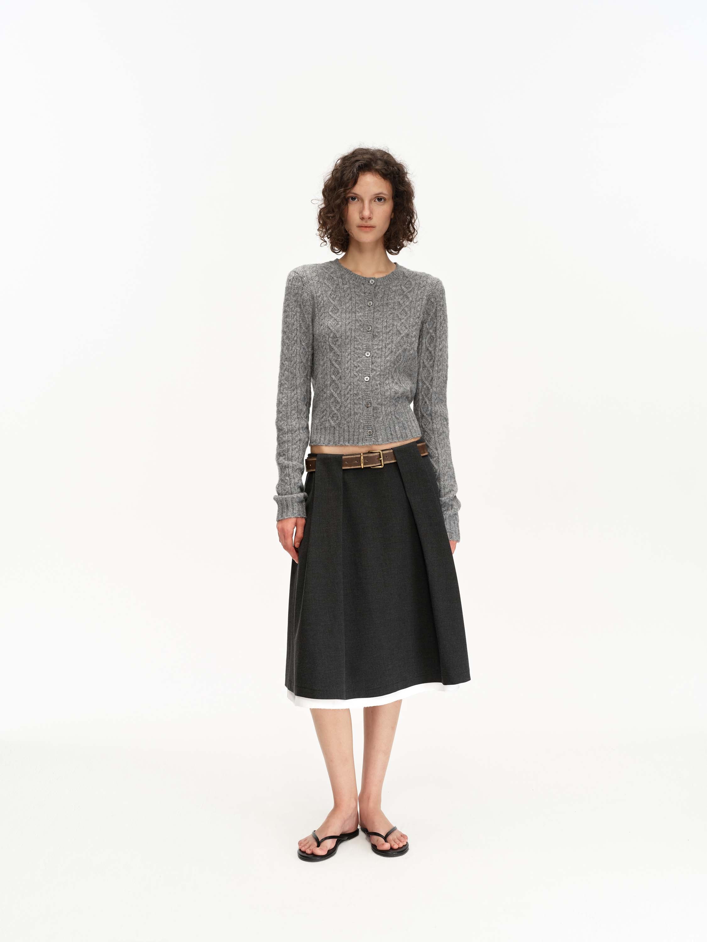 Pleated Half Skirt With Belt Loops
