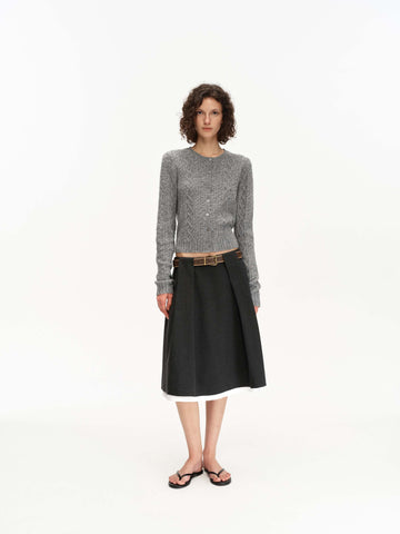 Pleated Half Skirt With Belt Loops