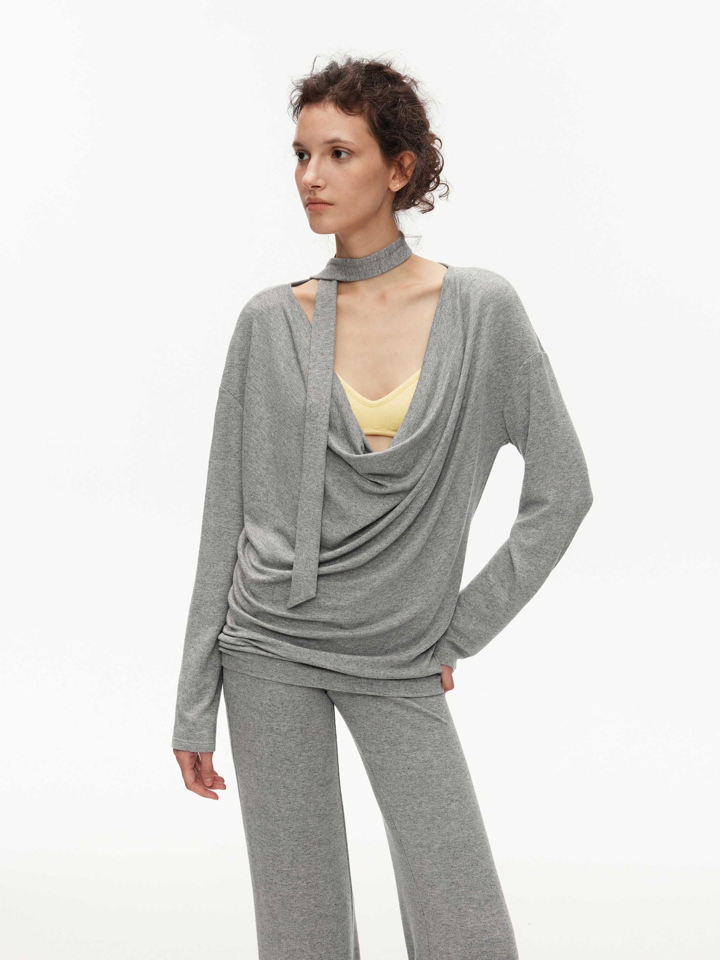 V-Waist Knit Trousers Sets