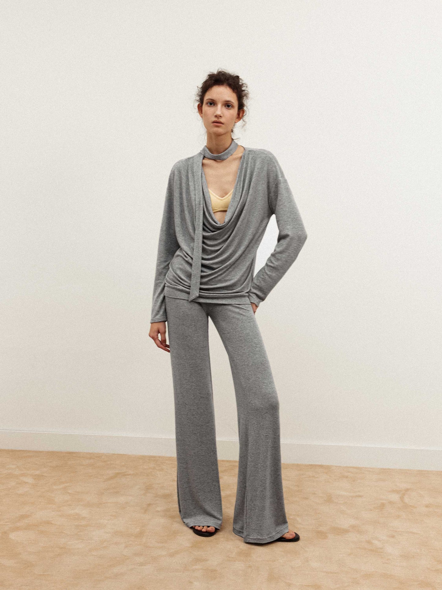 V-Waist Knit Trousers Sets