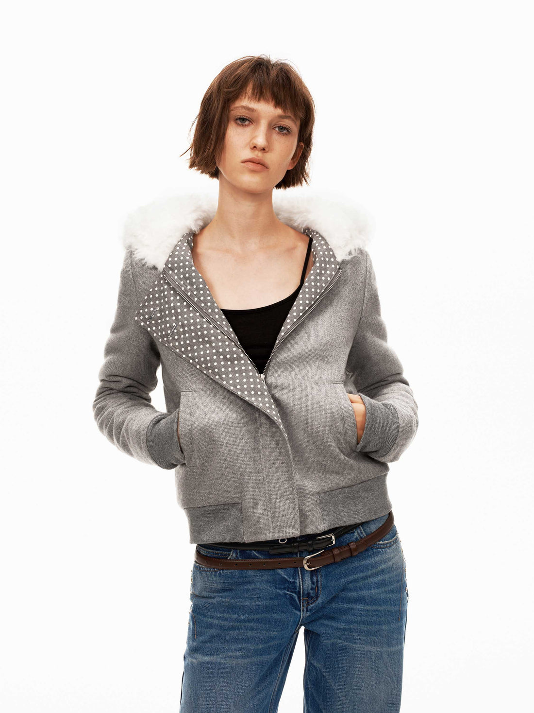 Color-Block Polka Dot Jacket