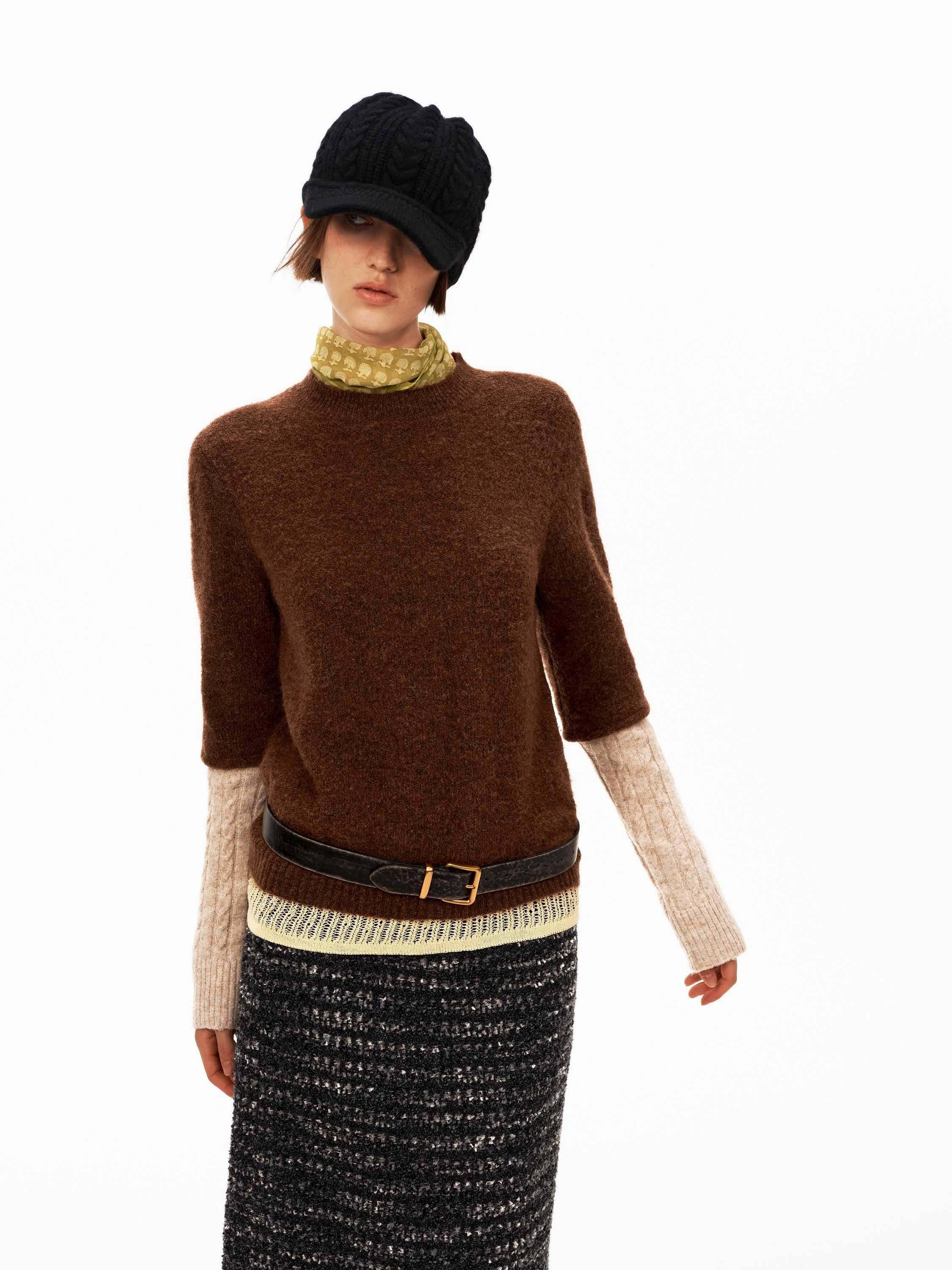 Paneled Crewneck Sweater