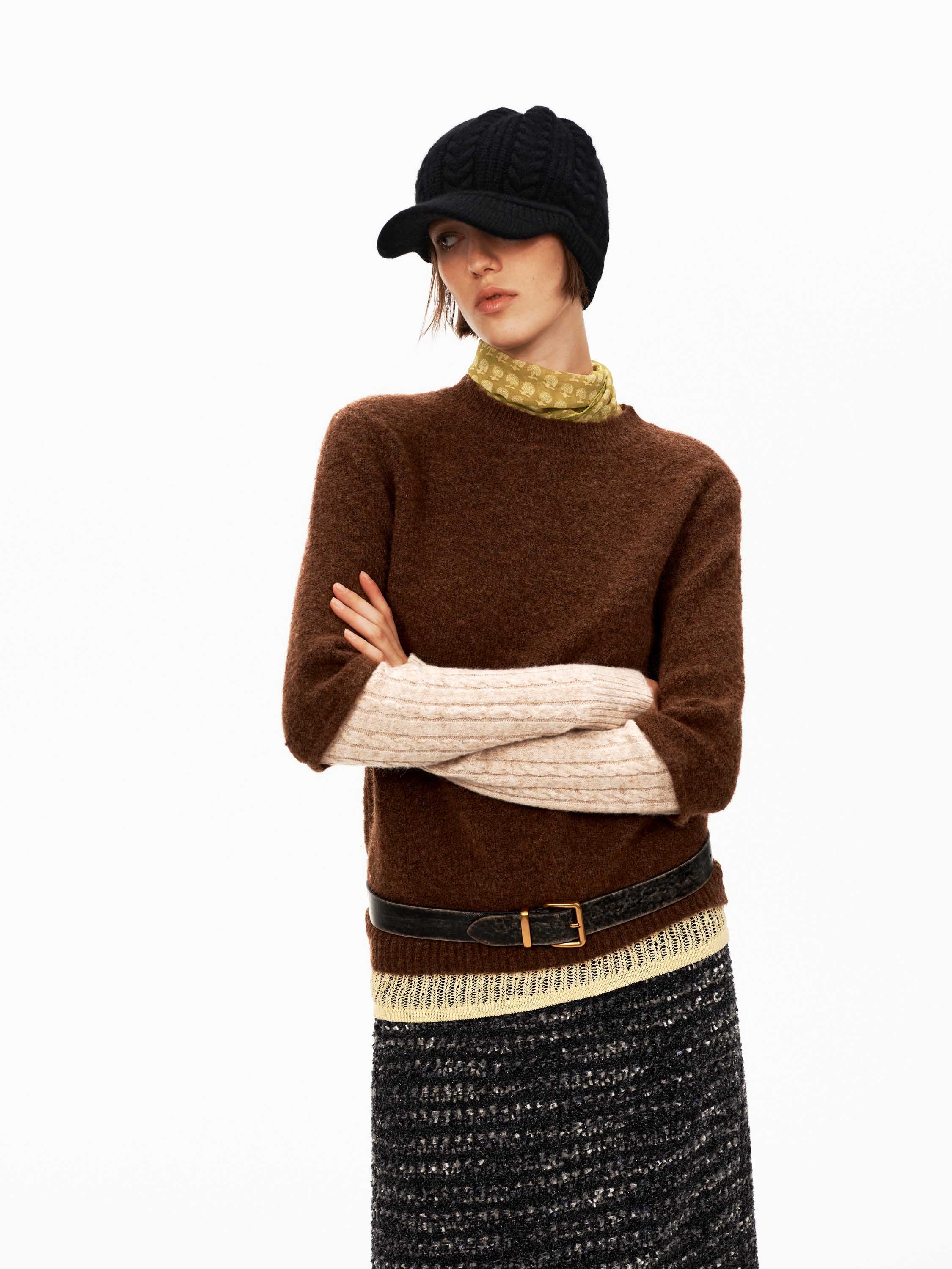 Paneled Crewneck Sweater