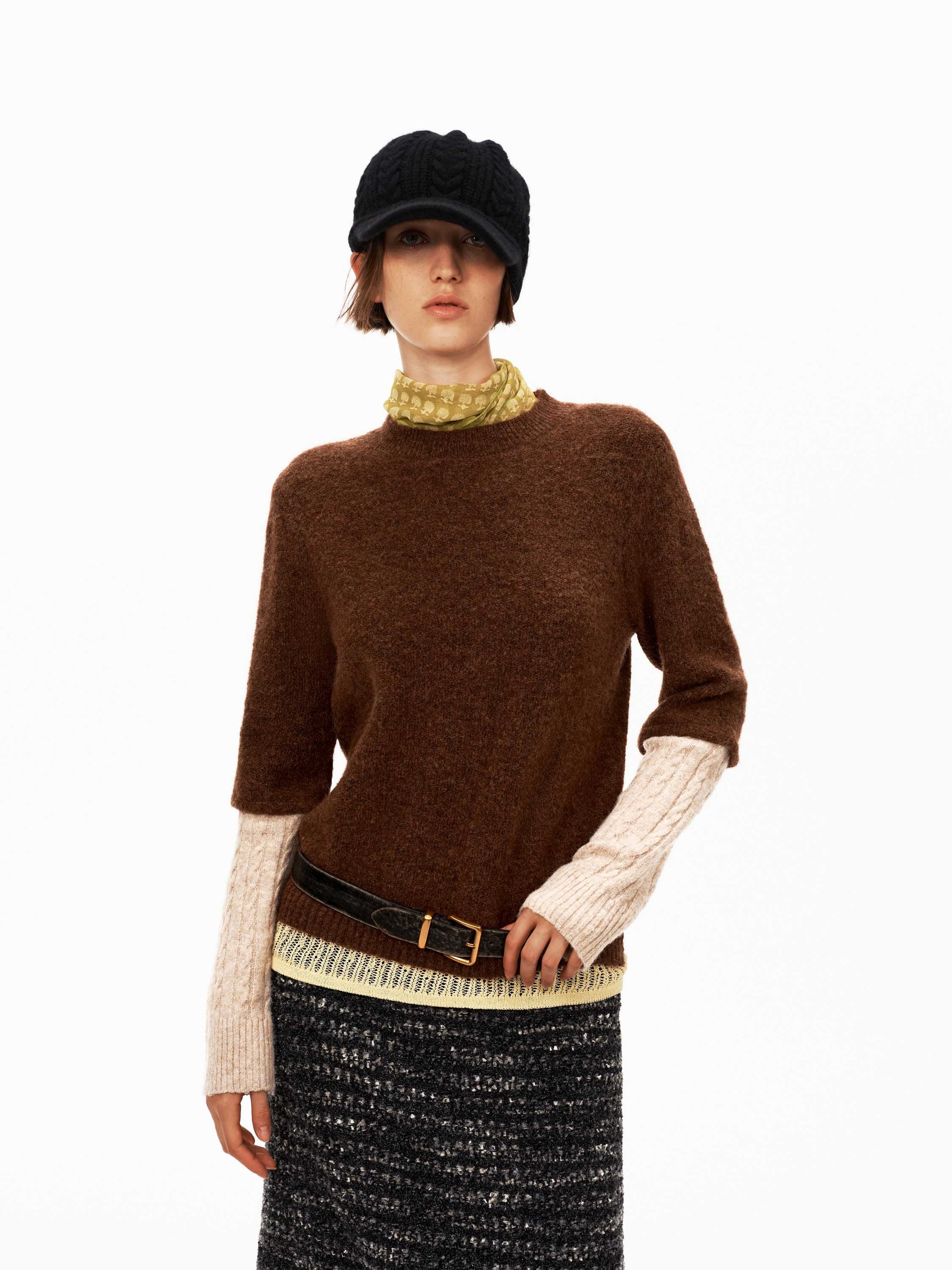 Paneled Crewneck Sweater
