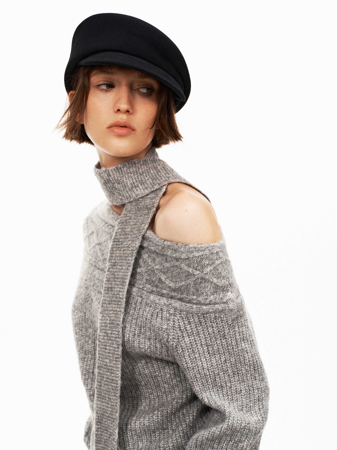 Asymmetrical Cowl-Neck Sweater