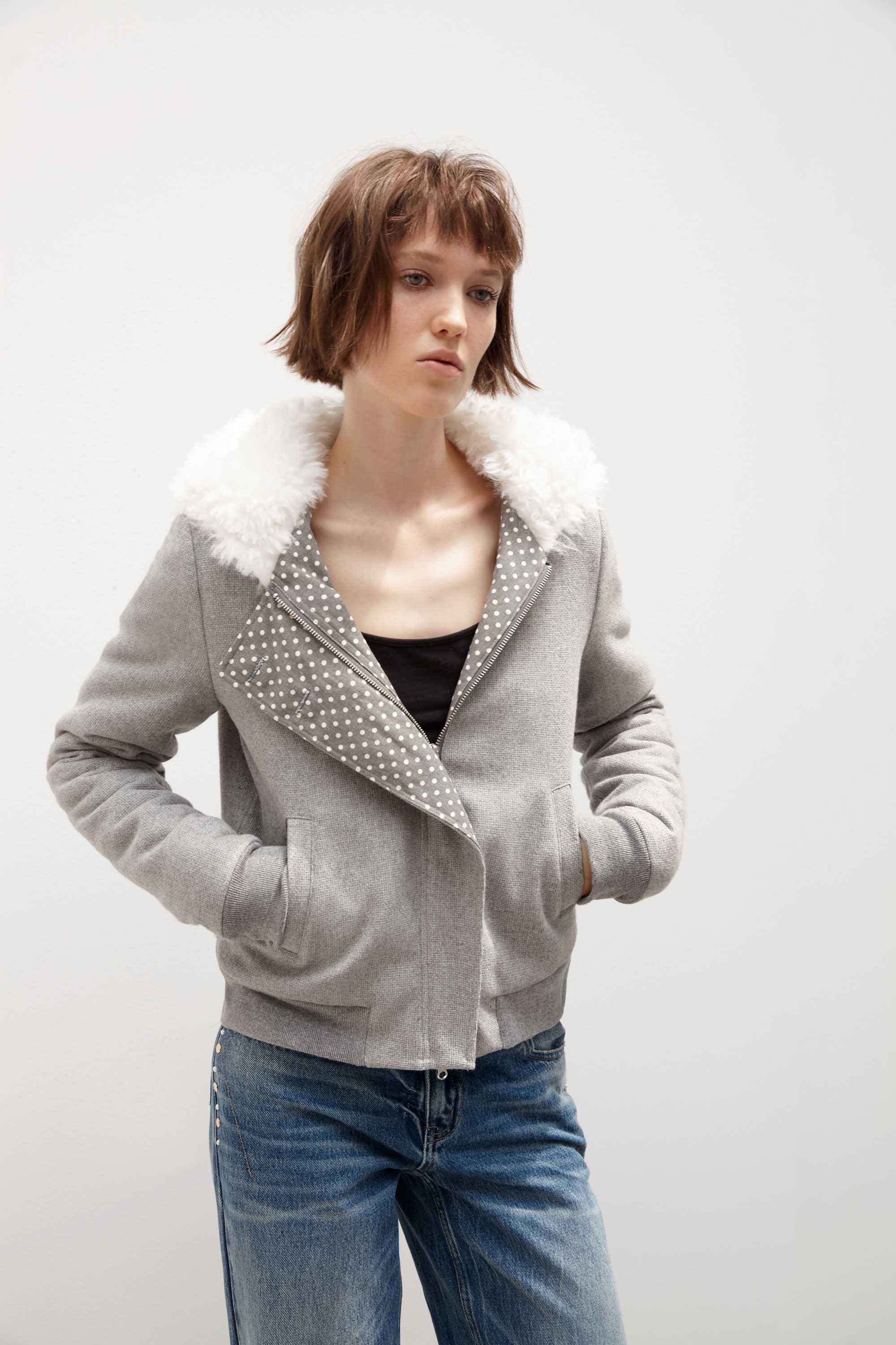 Color-Block Polka Dot Jacket