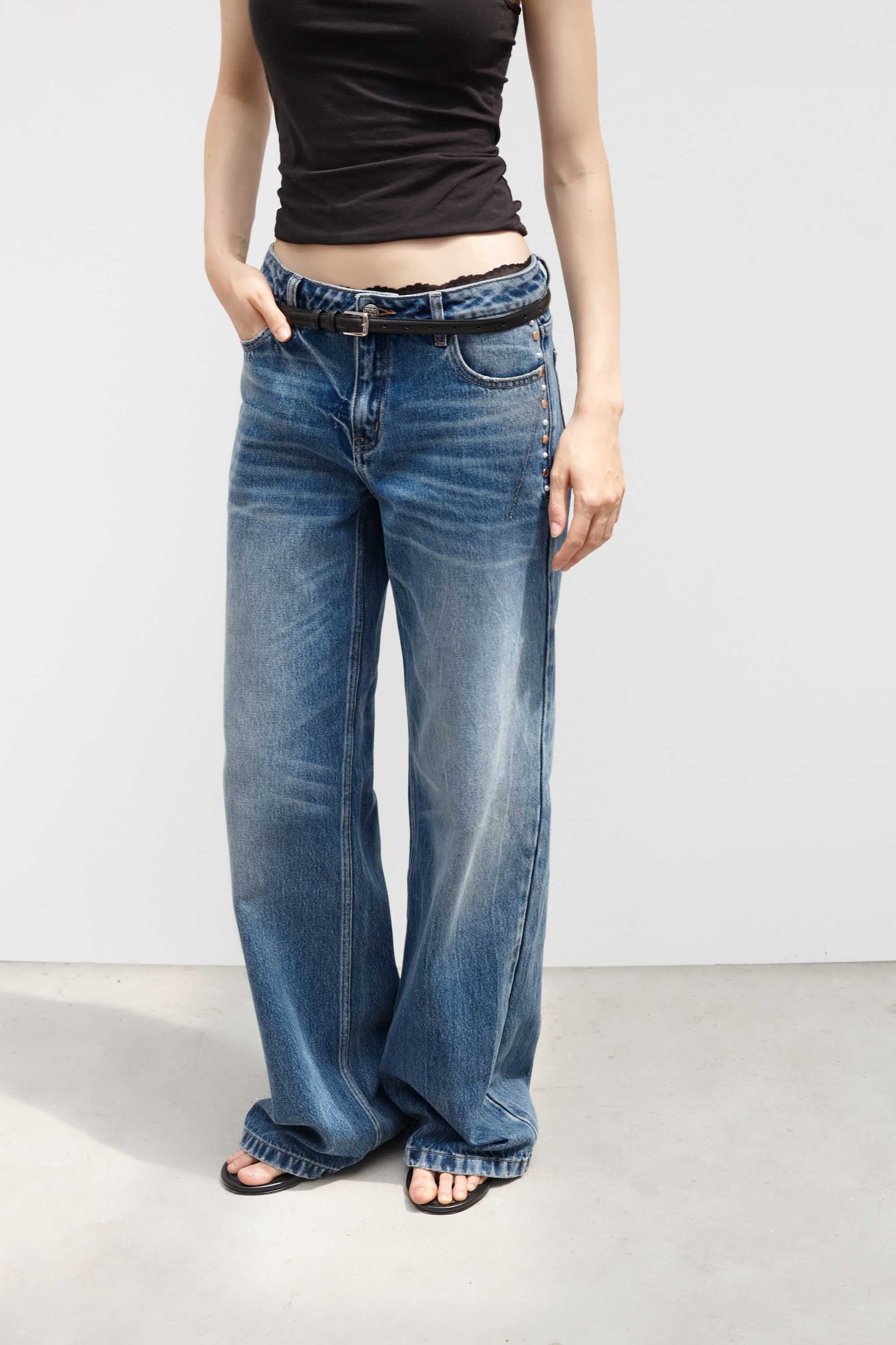 Blue Wide-Leg Jeans