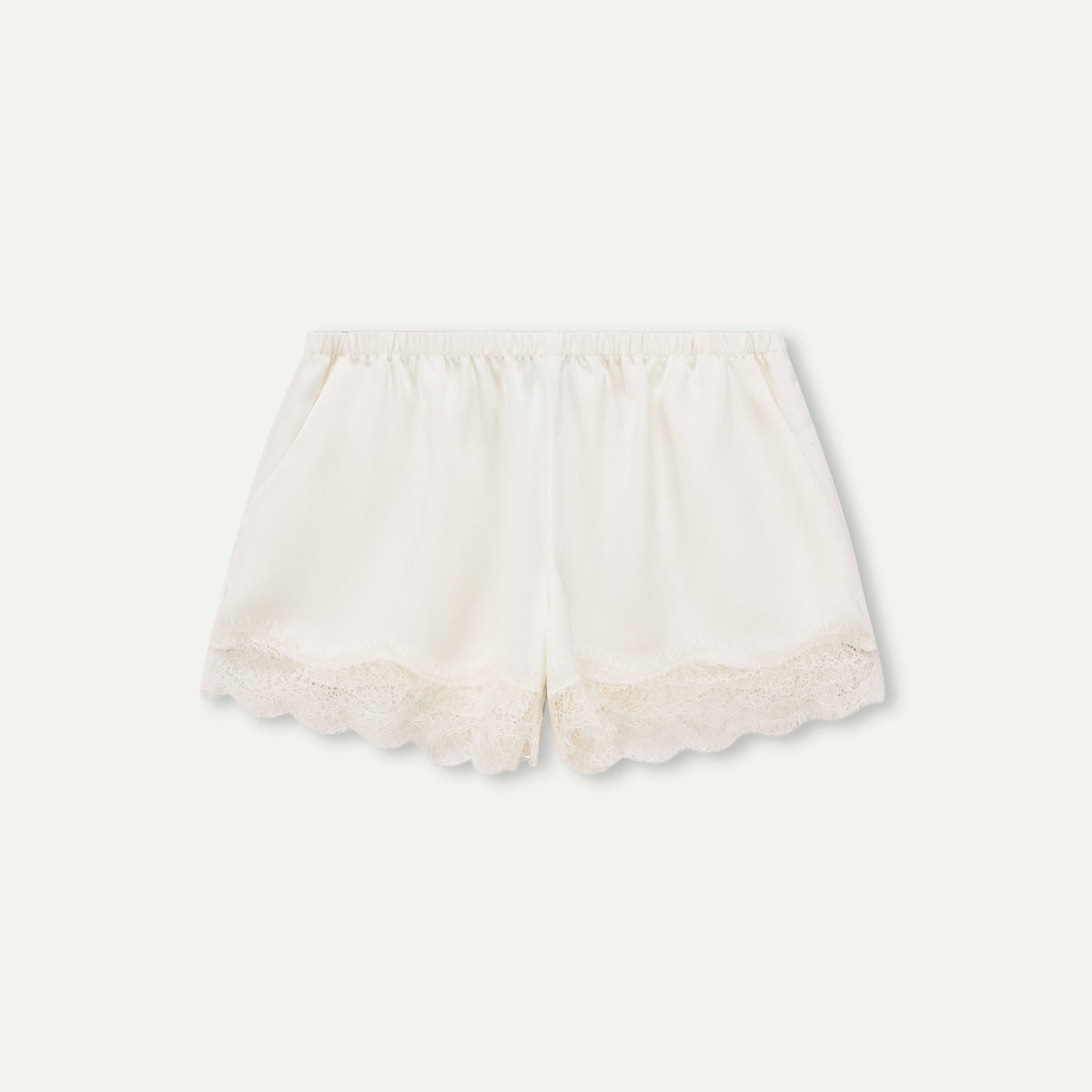 Lace-Trim Satin Shorts