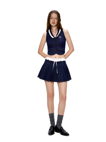 Denim Layered Vest Set