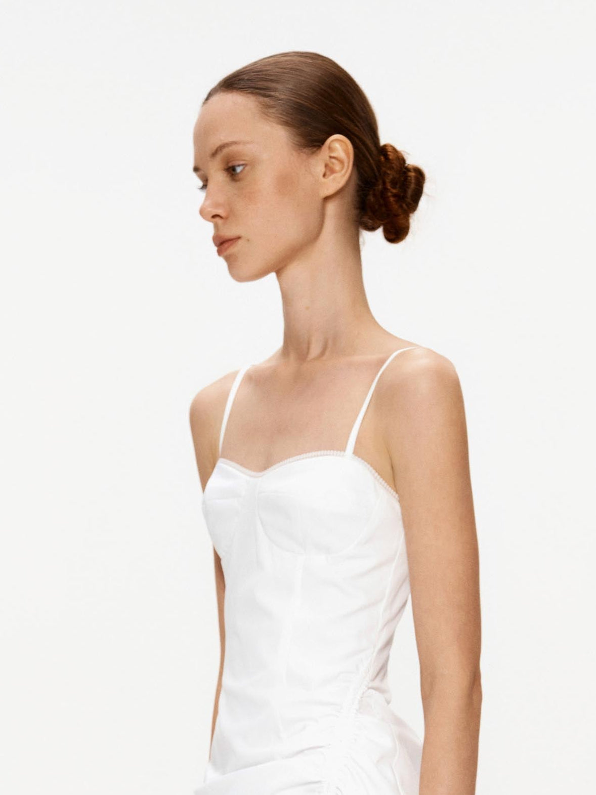 Lace-Trim Ruched Slip Dress