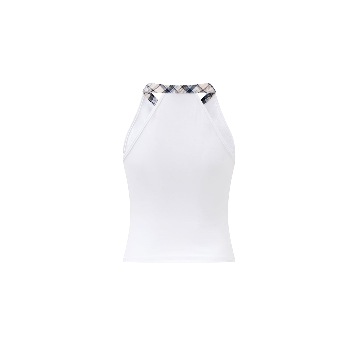 Bow-Detailed Plaid Bustier Top