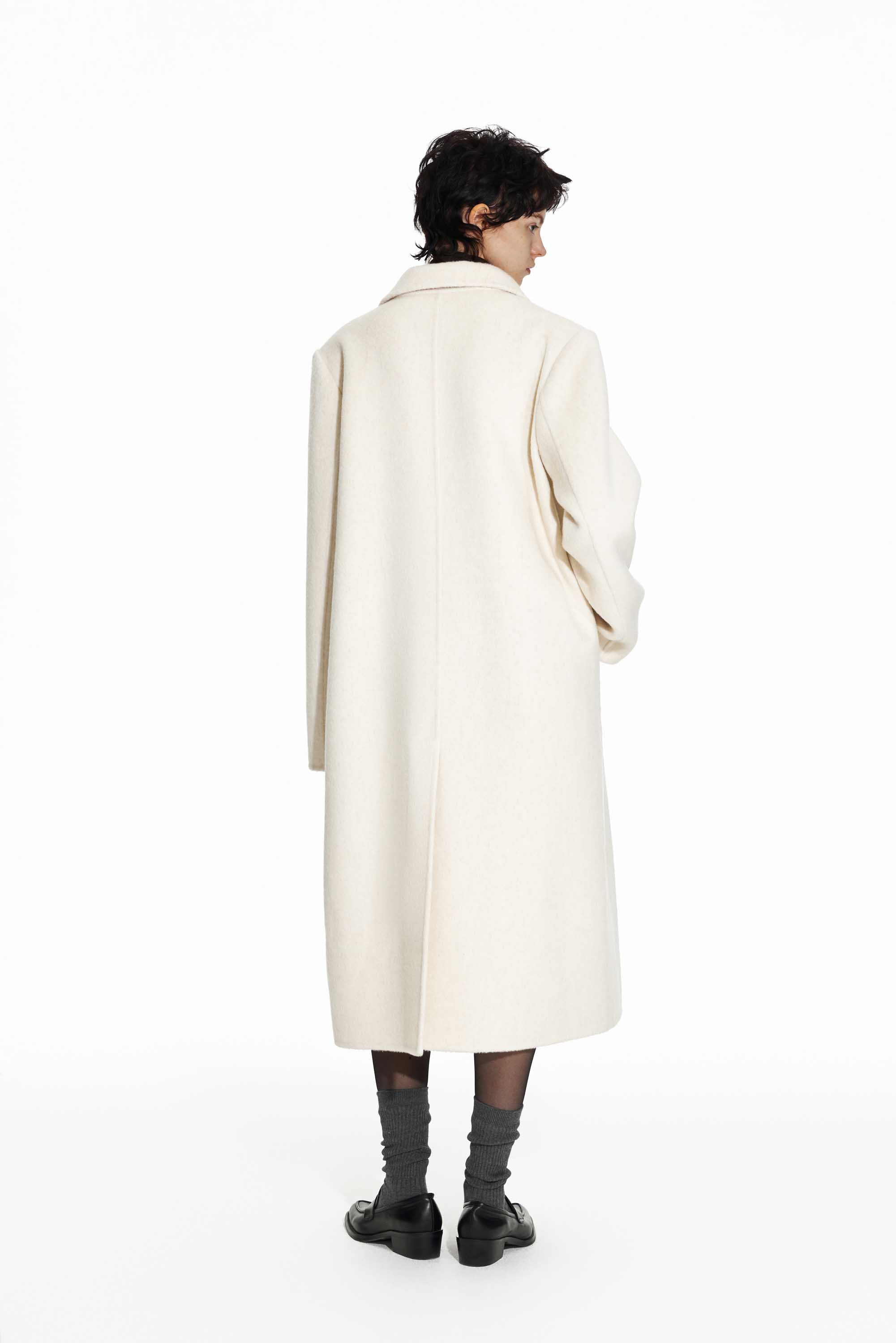 65% Wool Double-Face Coat With Detachable Scarf