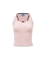 Color-Block Bow Slim Fit Textured Tank Top