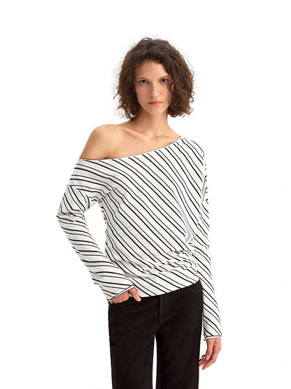 Striped Off-the-shoulder Knit
