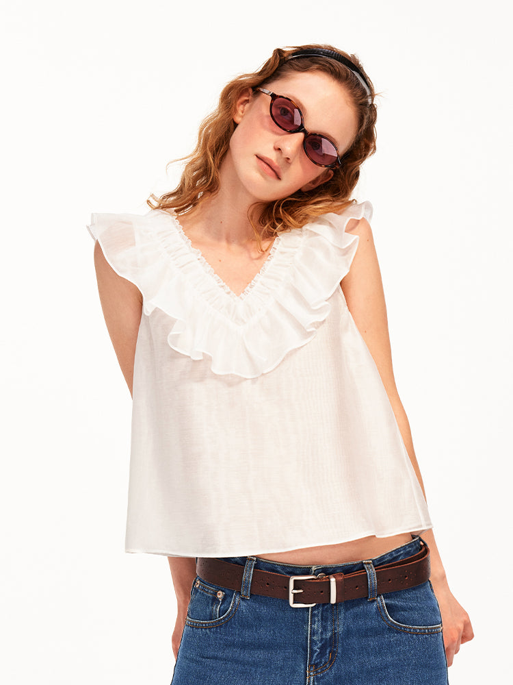 The Sheer Ruffle Top