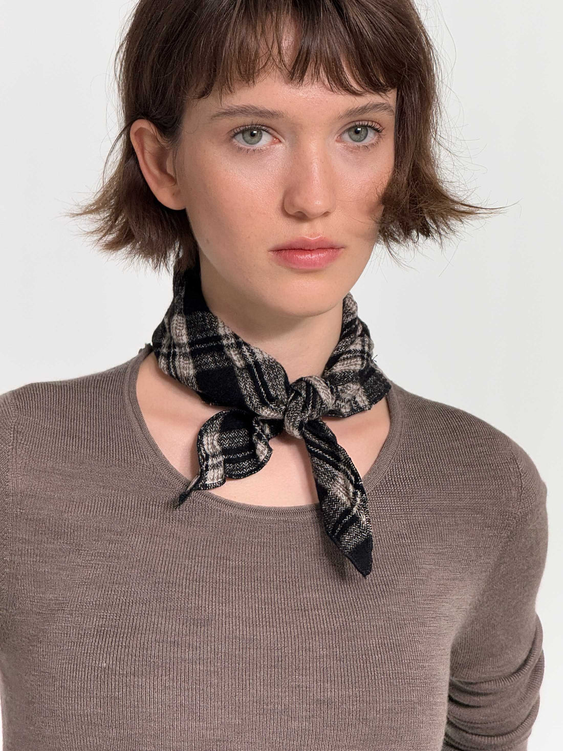 Merino Wool Vintage Textured Check Scarf