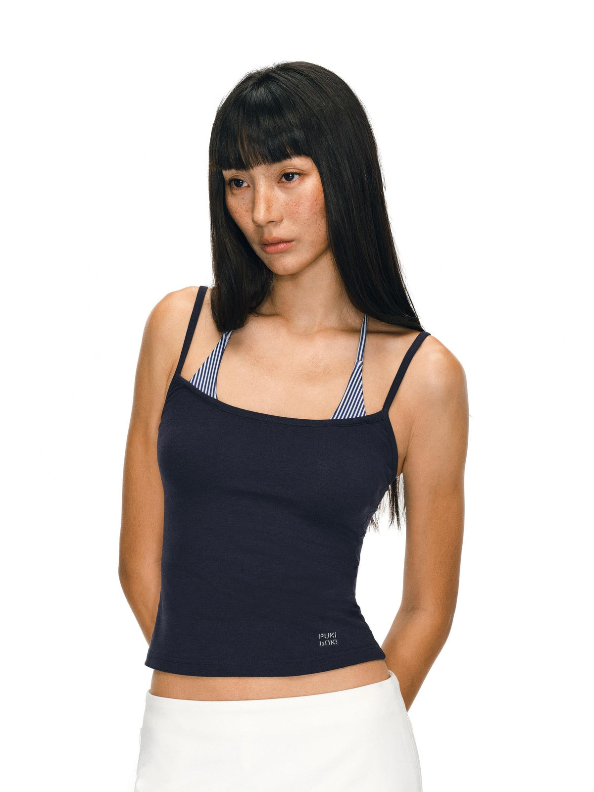 Halter Stripe Two-Tone Layered Tank