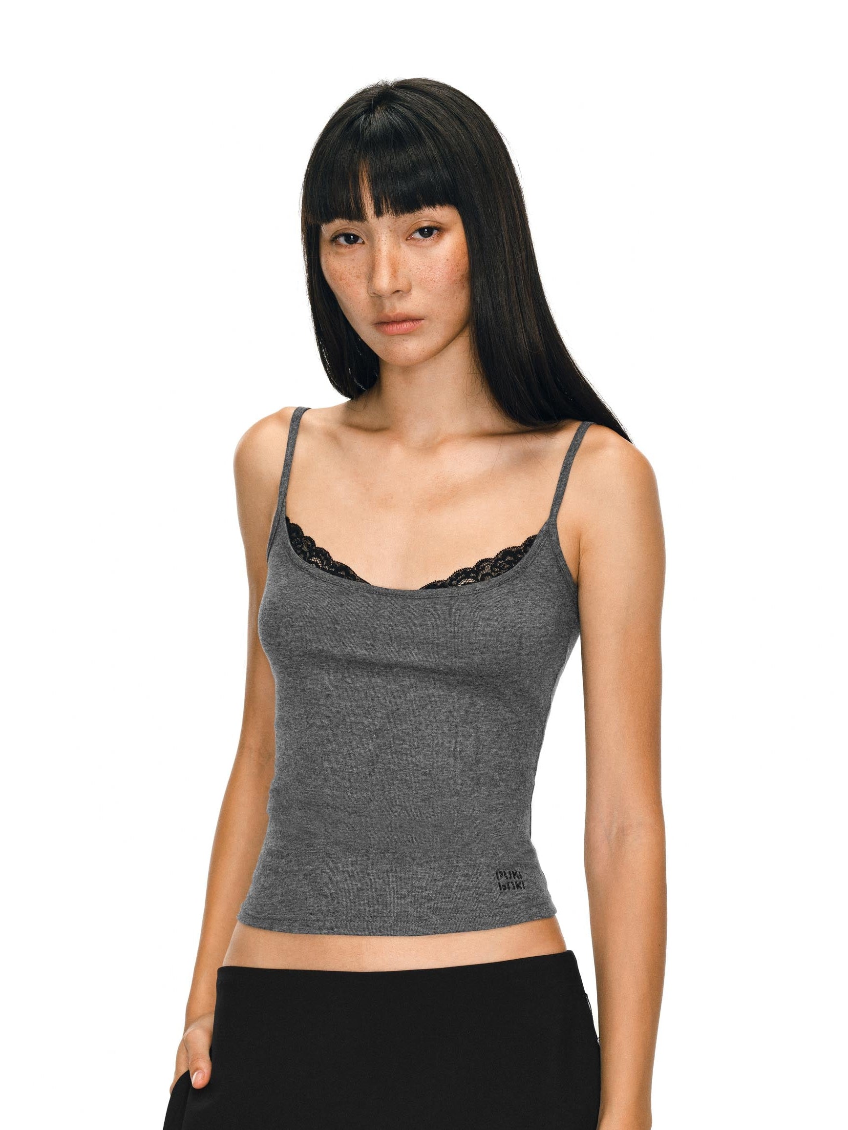 Lace-Trim Layered Tencel Camisole