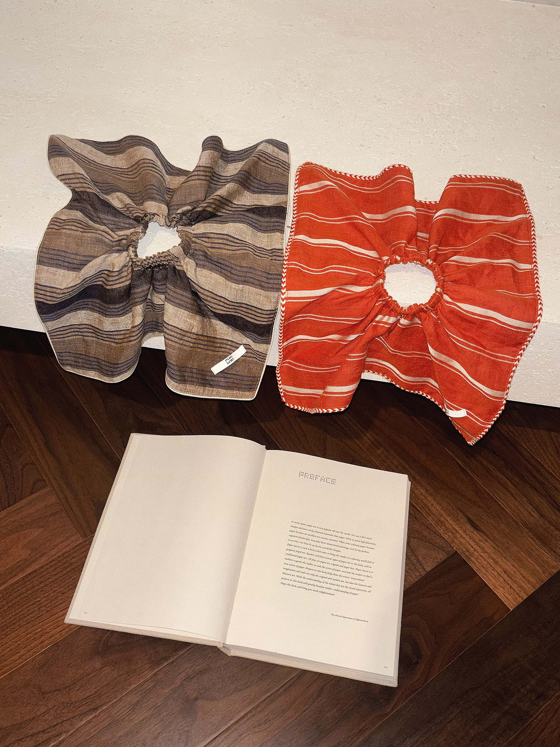 Striped Linen Scarf Scrunchie