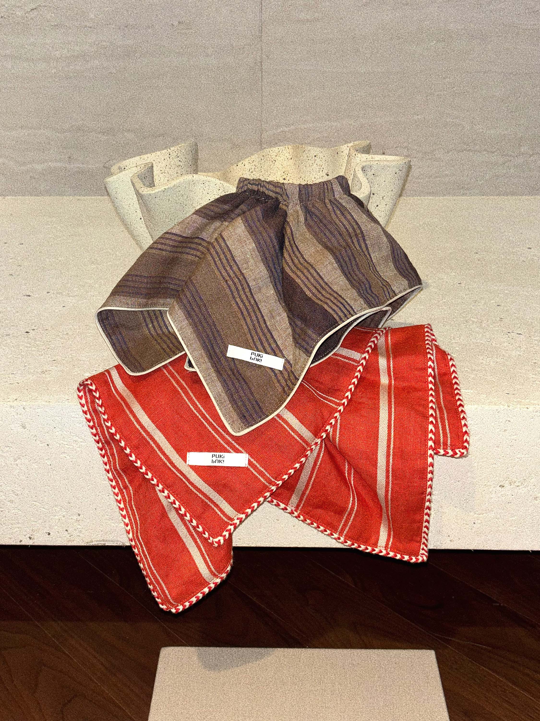 Striped Linen Scarf Scrunchie