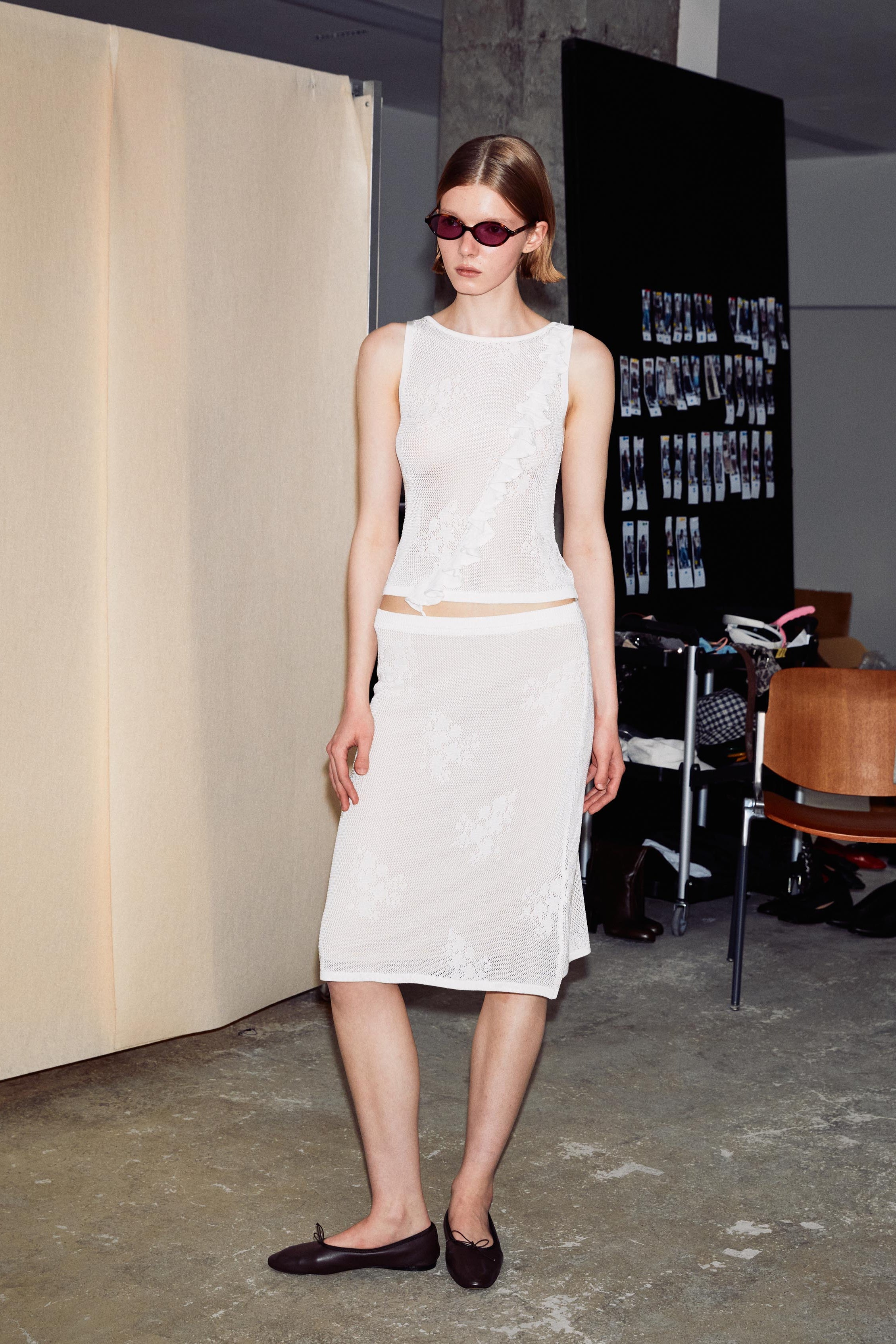 Sheer Jacquard Skirt Set