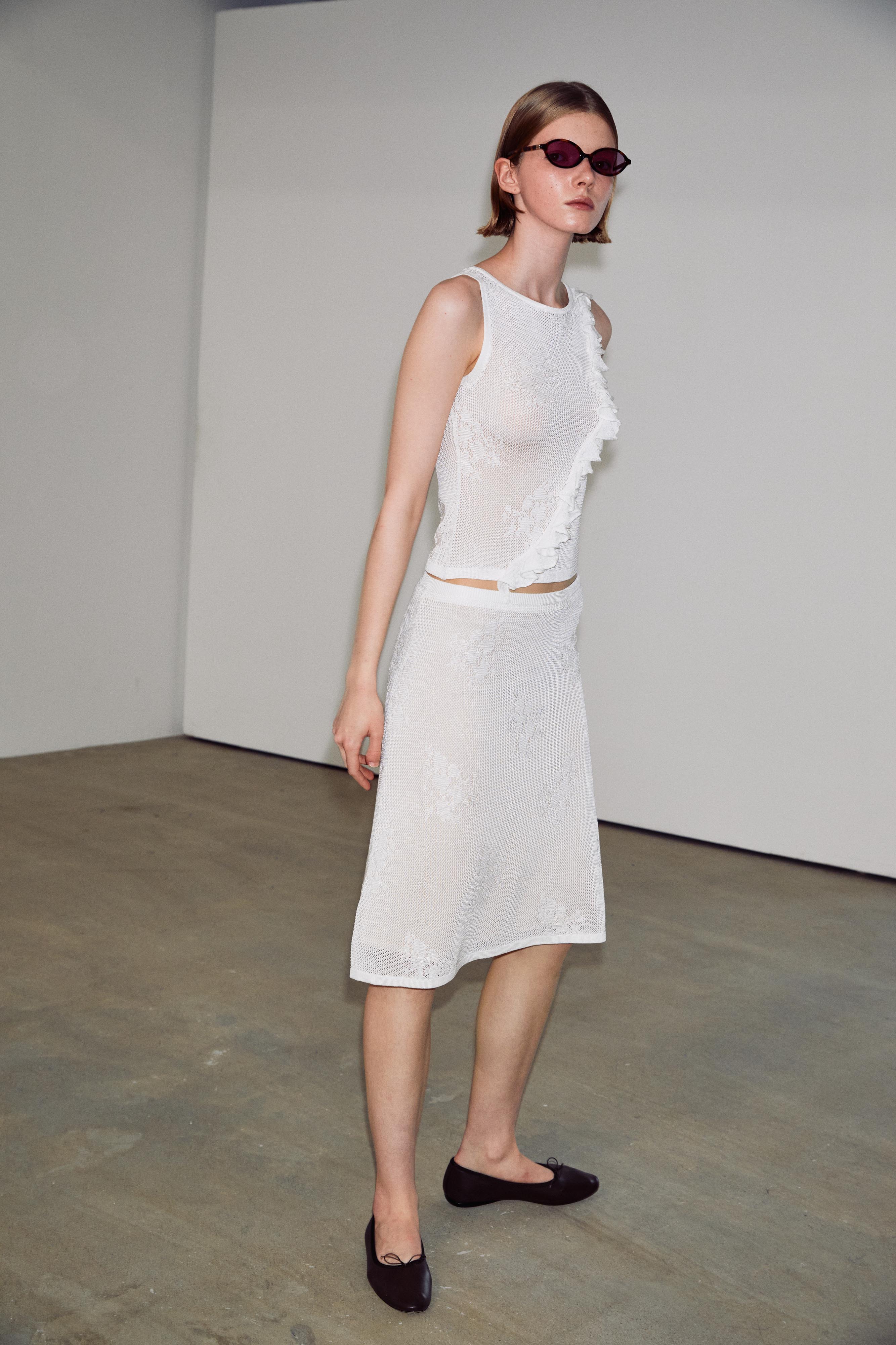 Sheer Jacquard Skirt Set