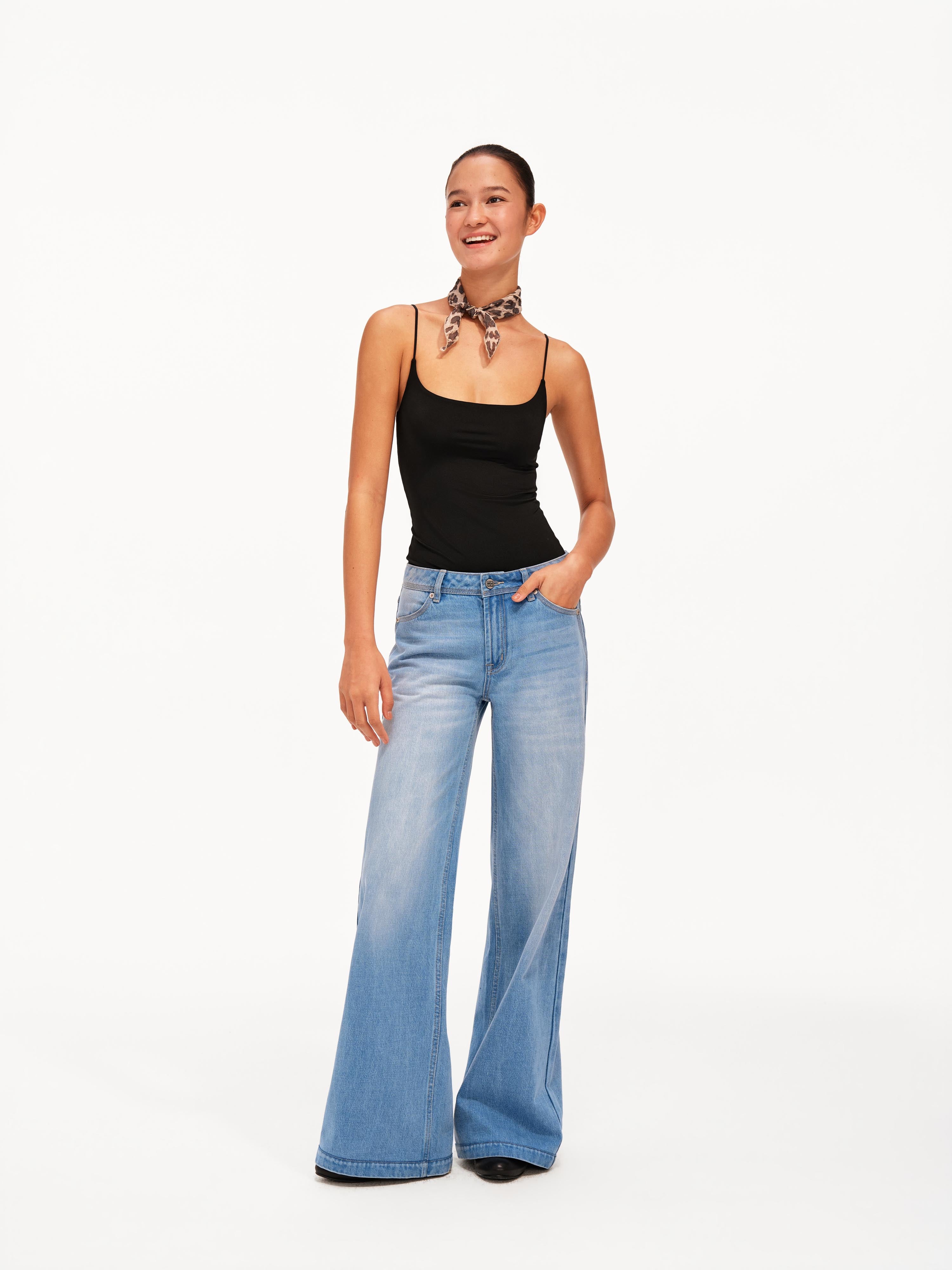 Vintage Wash Wide-Leg Jeans