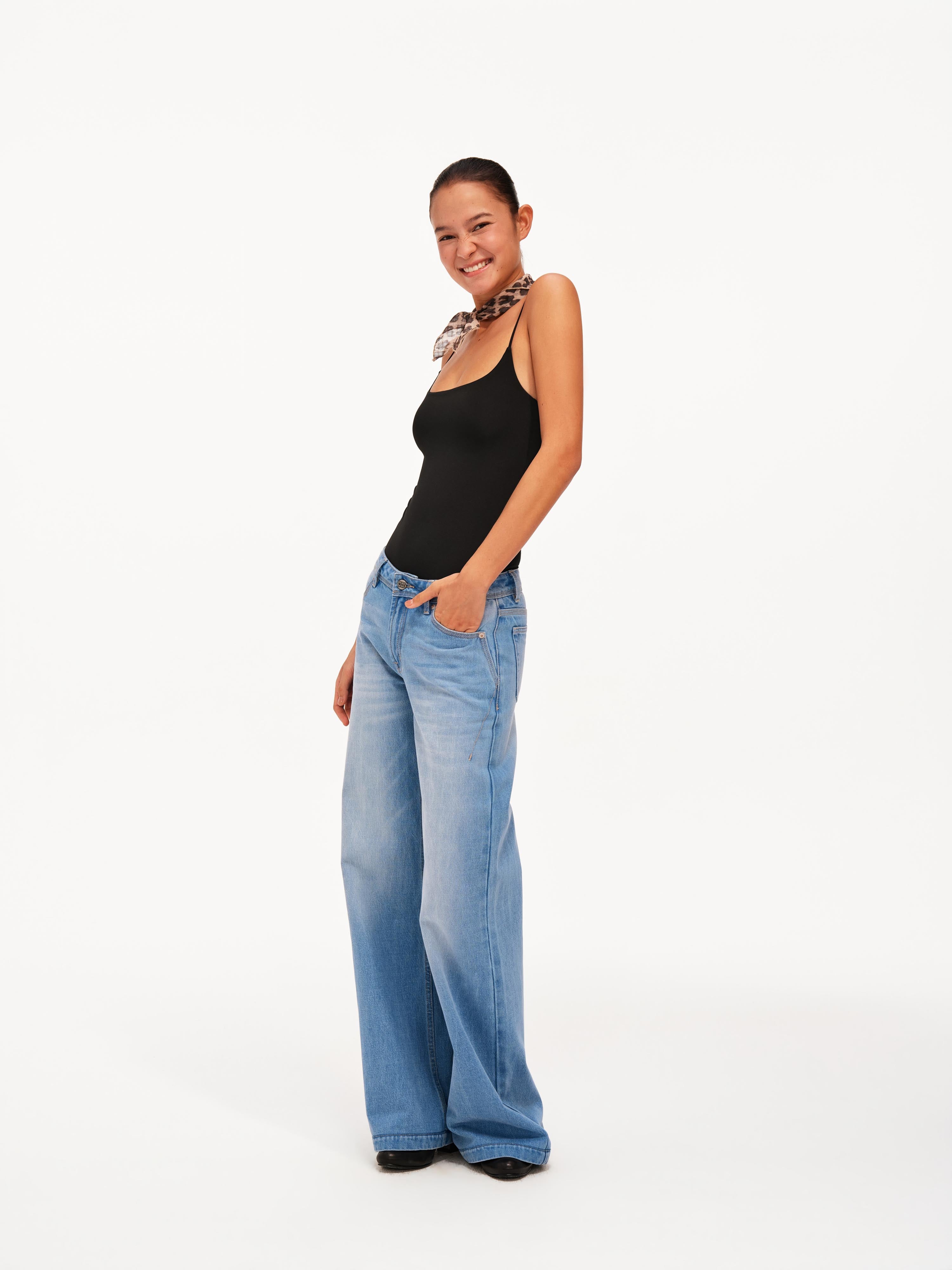 Vintage Wash Wide-Leg Jeans