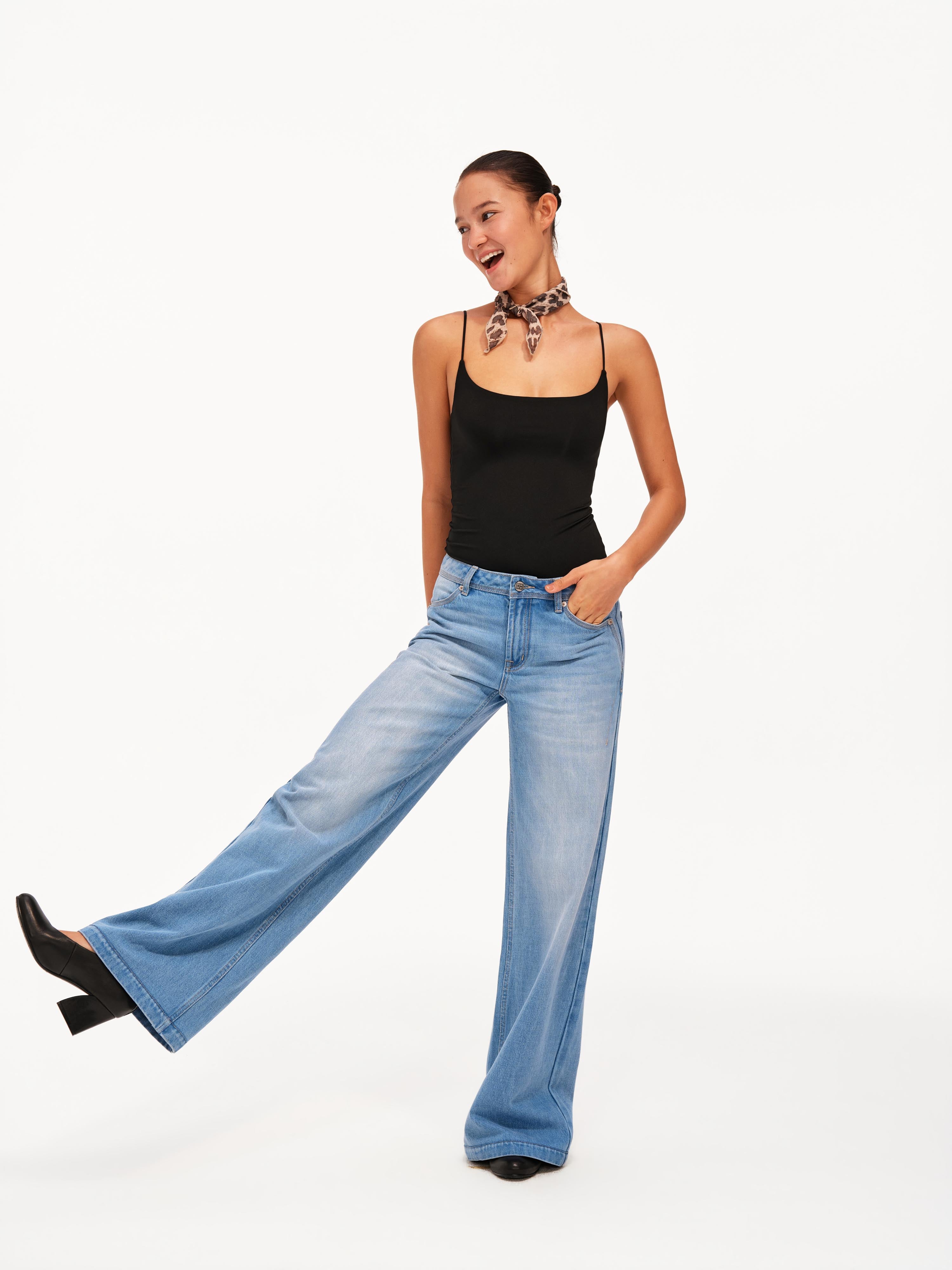 Vintage Wash Wide-Leg Jeans