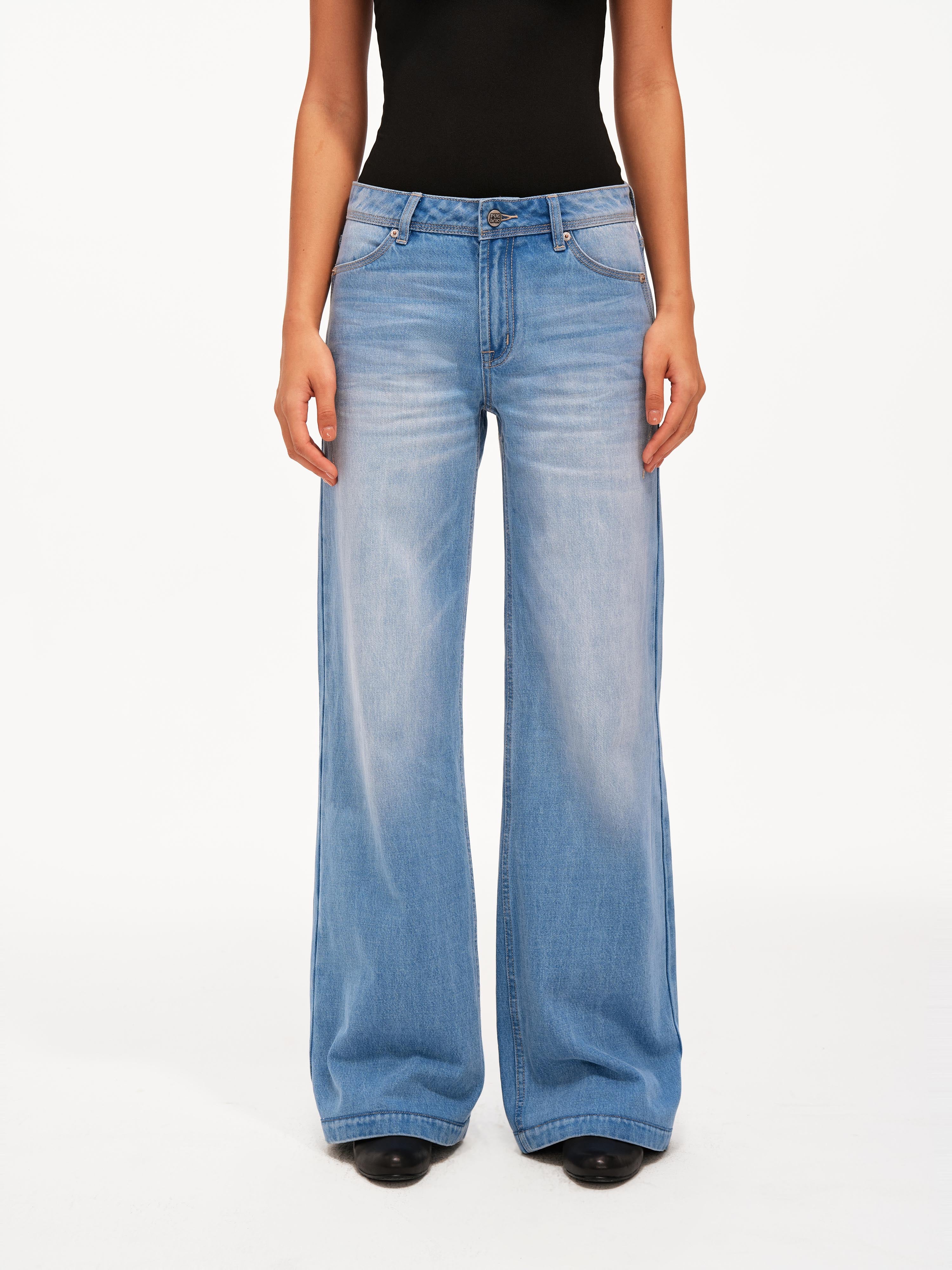 Vintage Wash Wide-Leg Jeans
