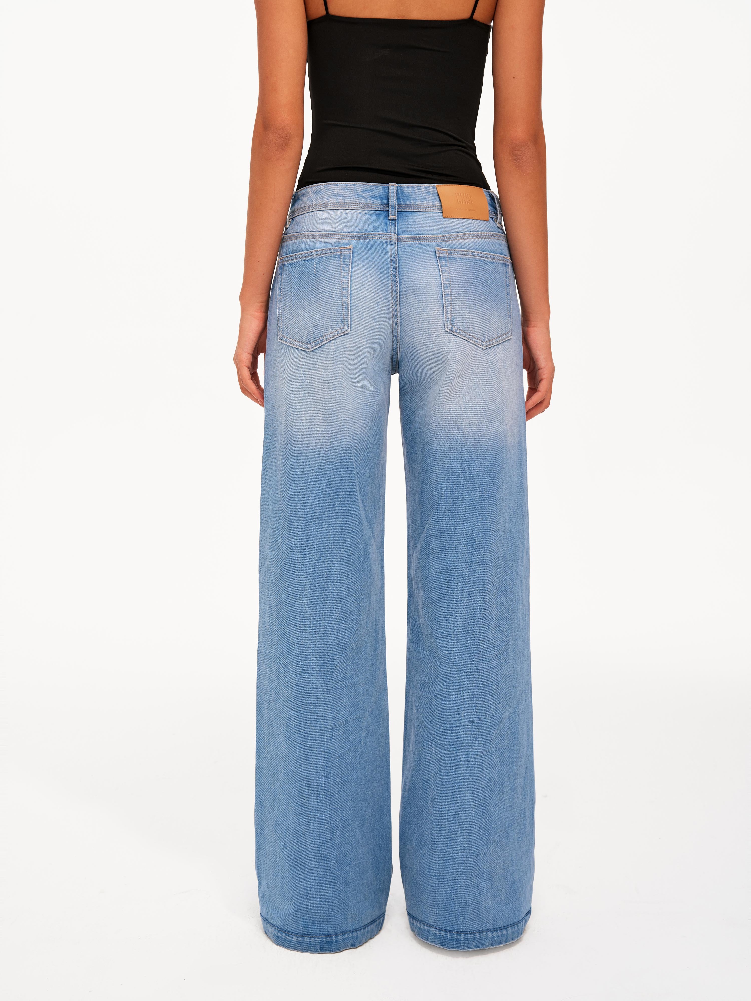 Vintage Wash Wide-Leg Jeans