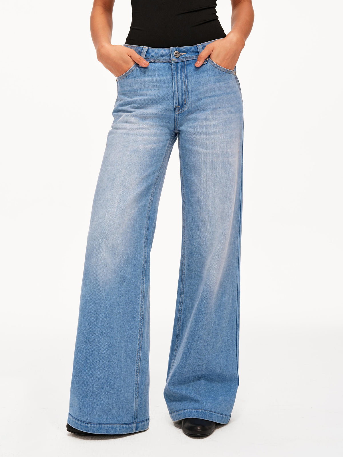 Vintage Wash Wide-Leg Jeans