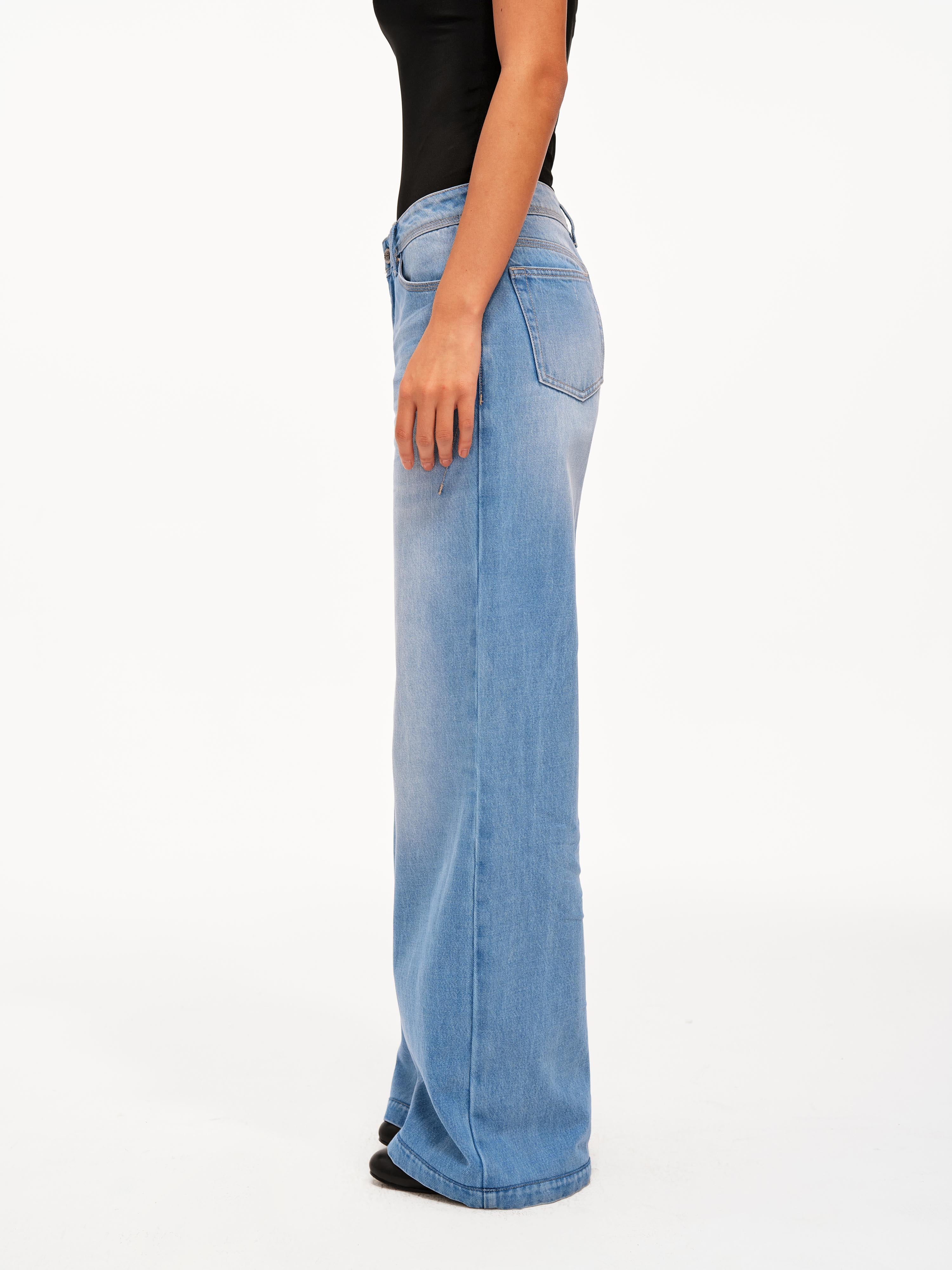 Vintage Wash Wide-Leg Jeans
