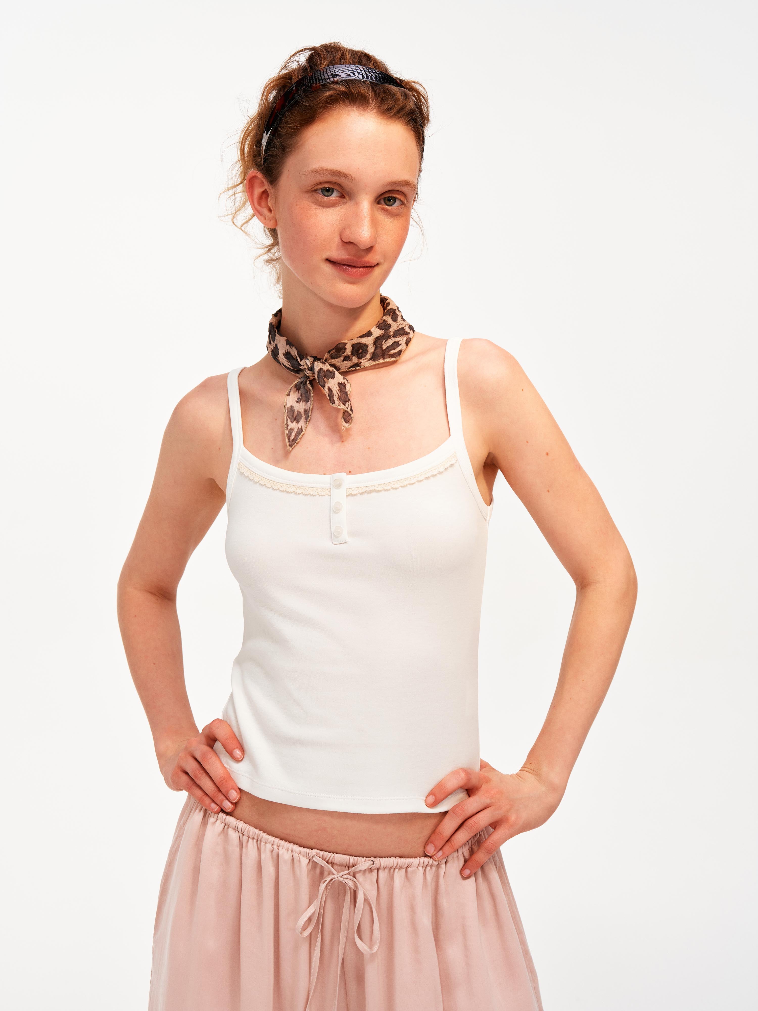 Lace Trim Henley Tank