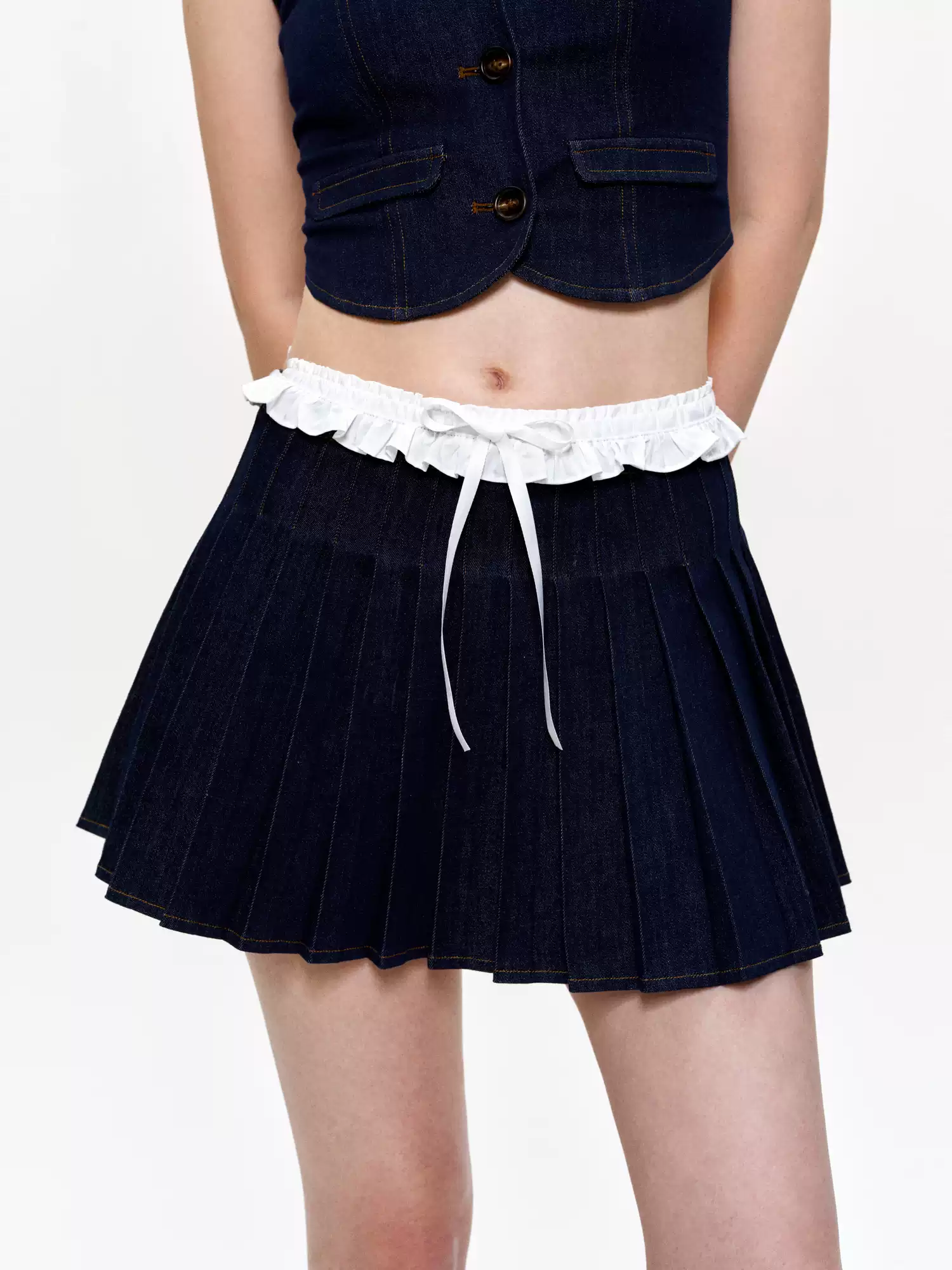 Denim Layered Vest Set