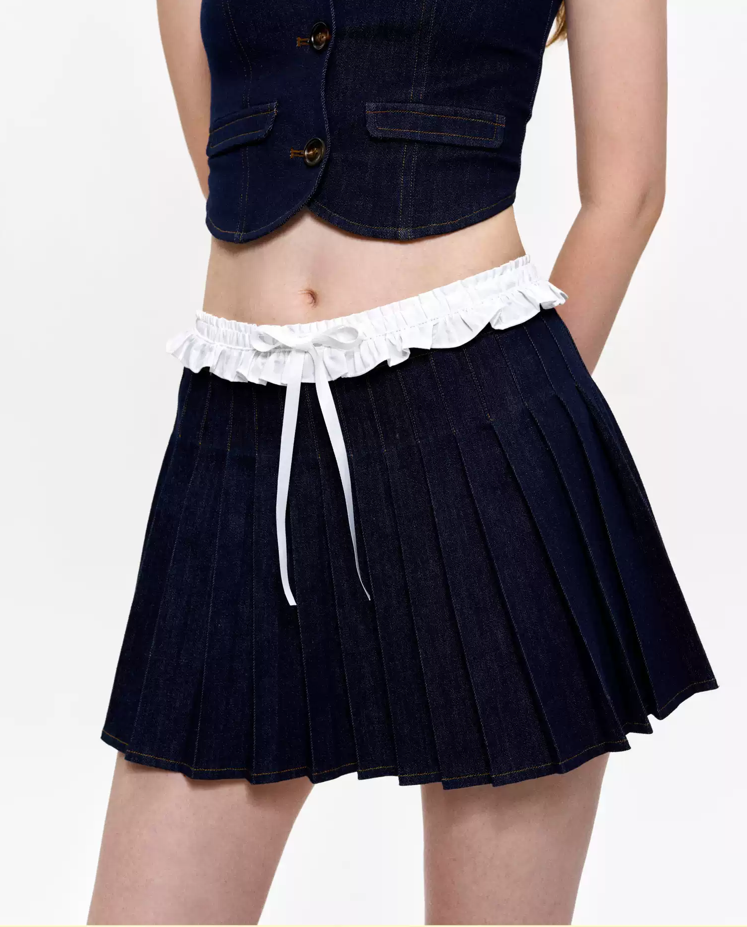 Denim Layered Vest Set