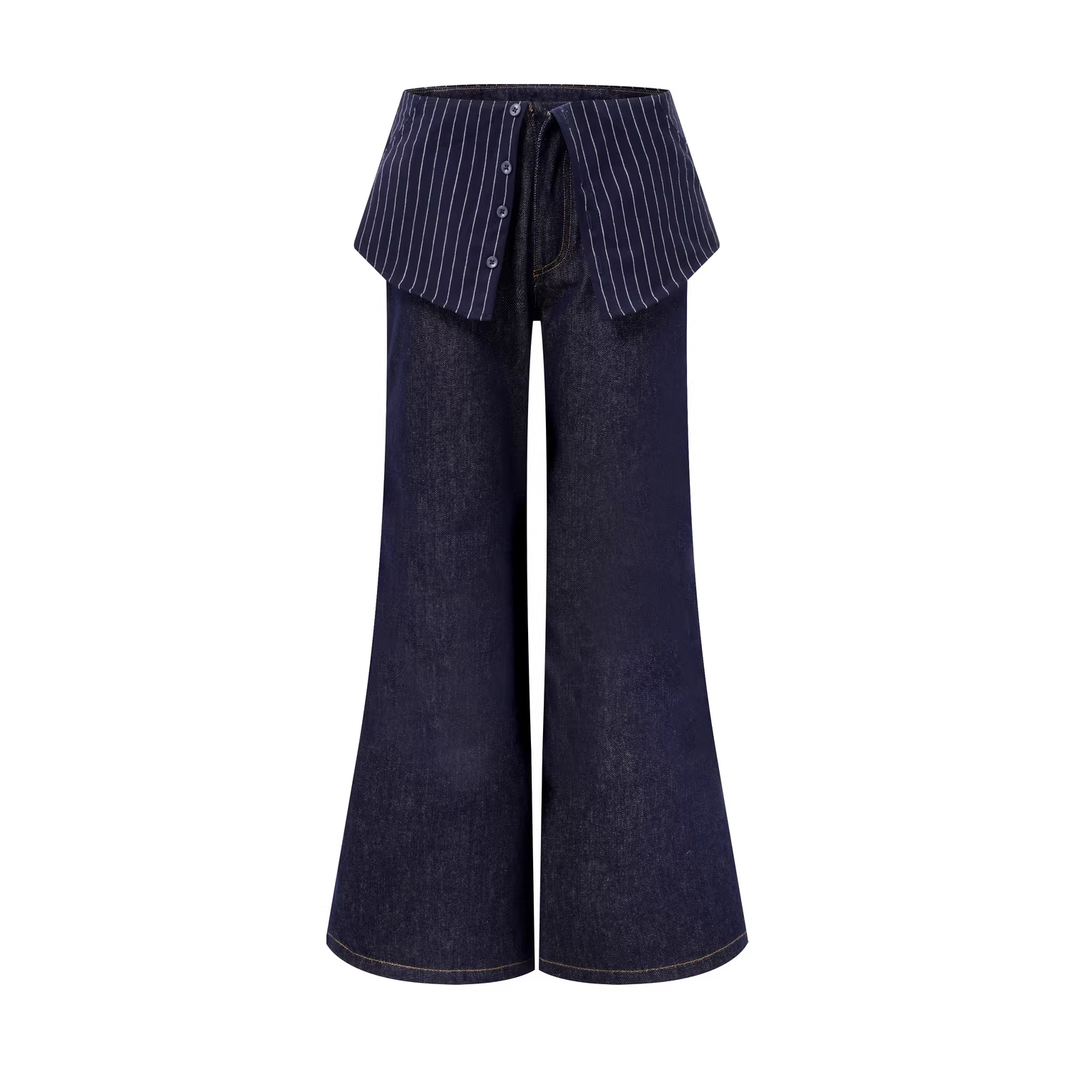 Layered Shirt-Waist Wide-Leg Jeans