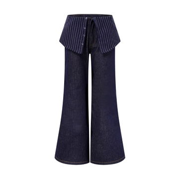 Layered Shirt-Waist Wide-Leg Jeans