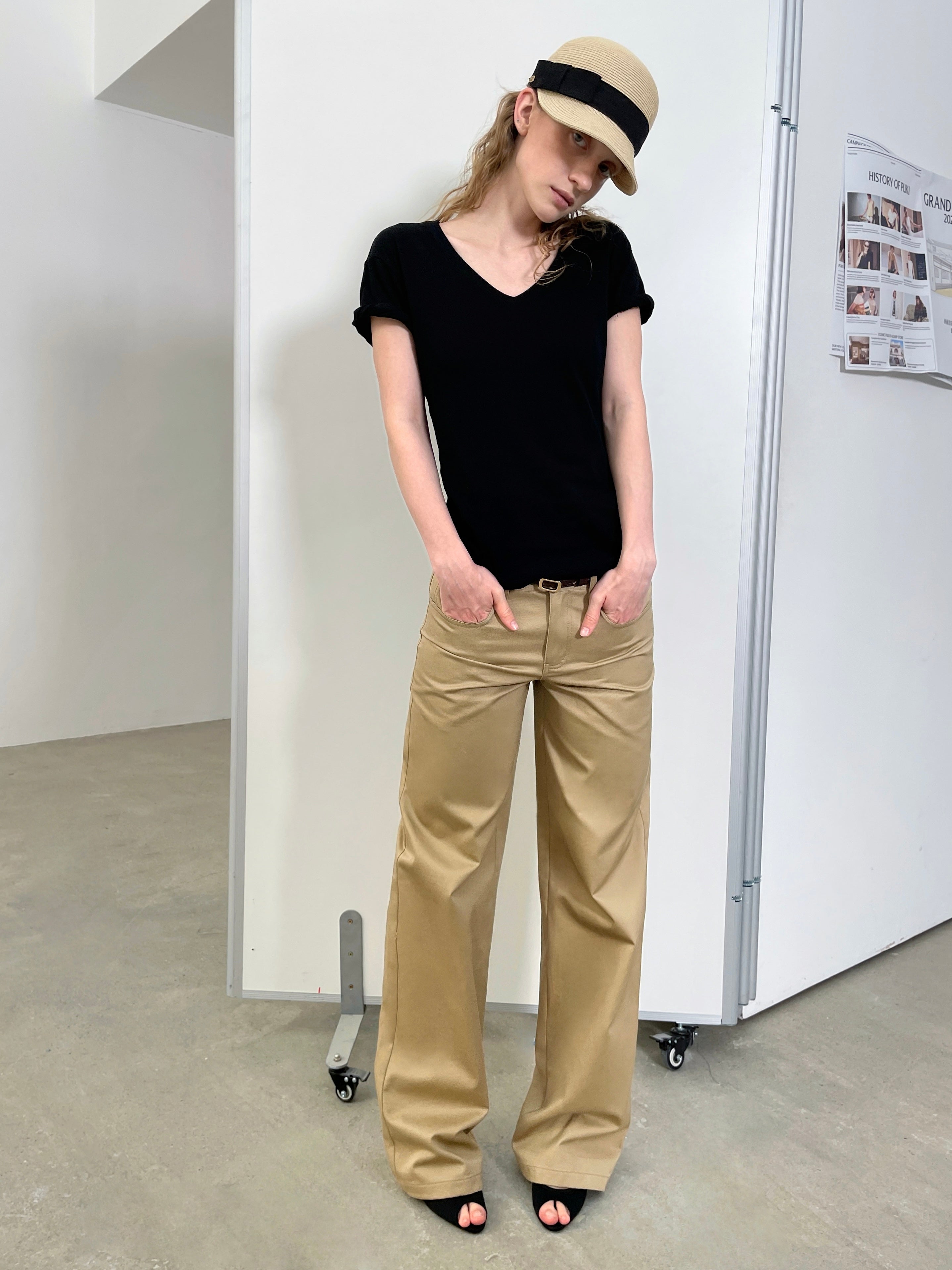 Cotton Twill Straight Trousers