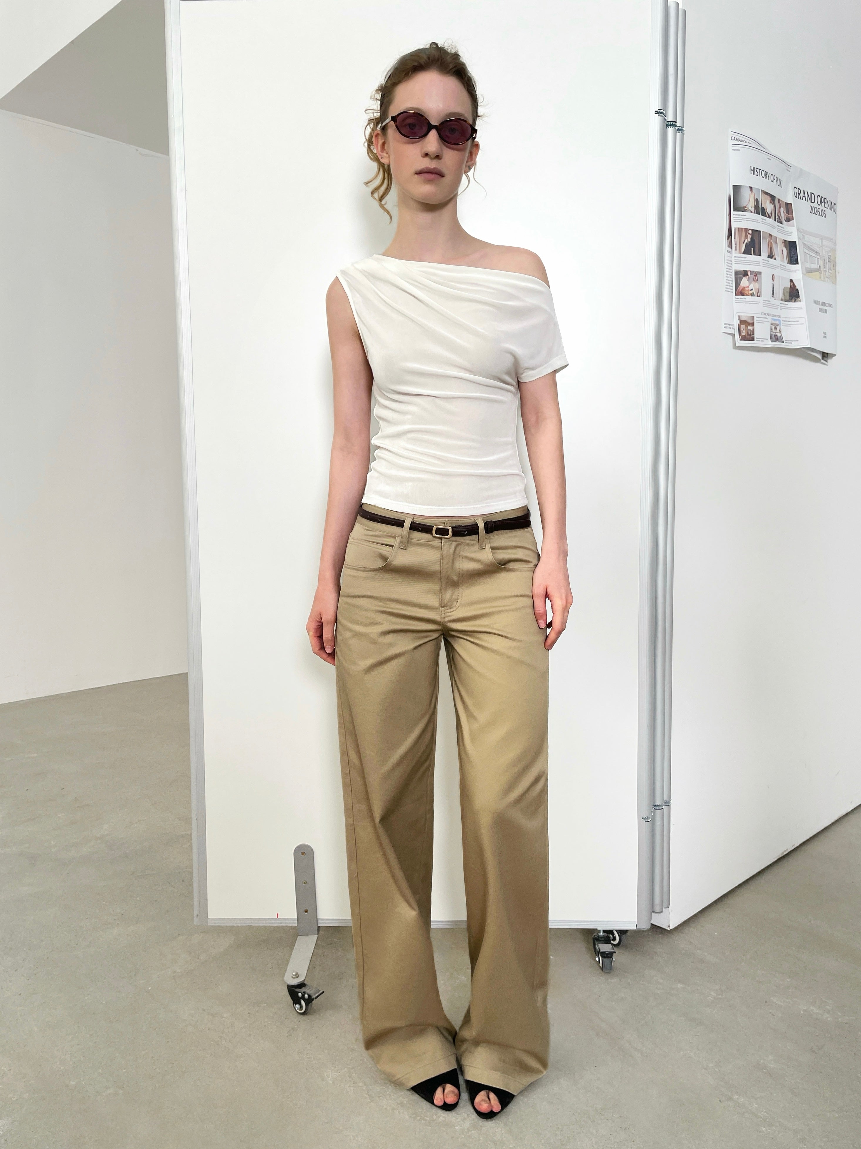 Cotton Twill Straight Trousers