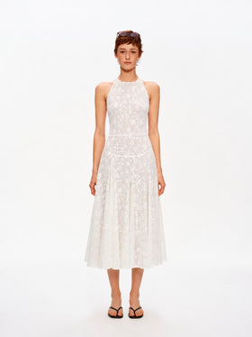 Sheer Jacquard Halter Maxi Dress