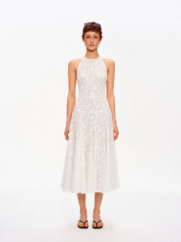 Sheer Jacquard Halter Maxi Dress