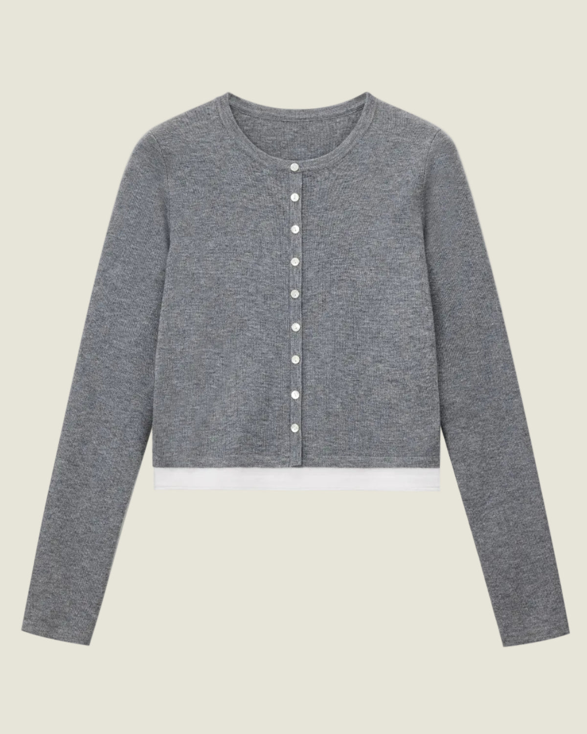 เสื้อถักครอปคอปกแบบทูโทน