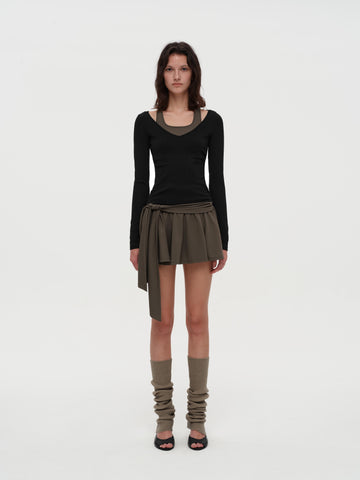 Layered Lyocell Halter Top & Skirt Set