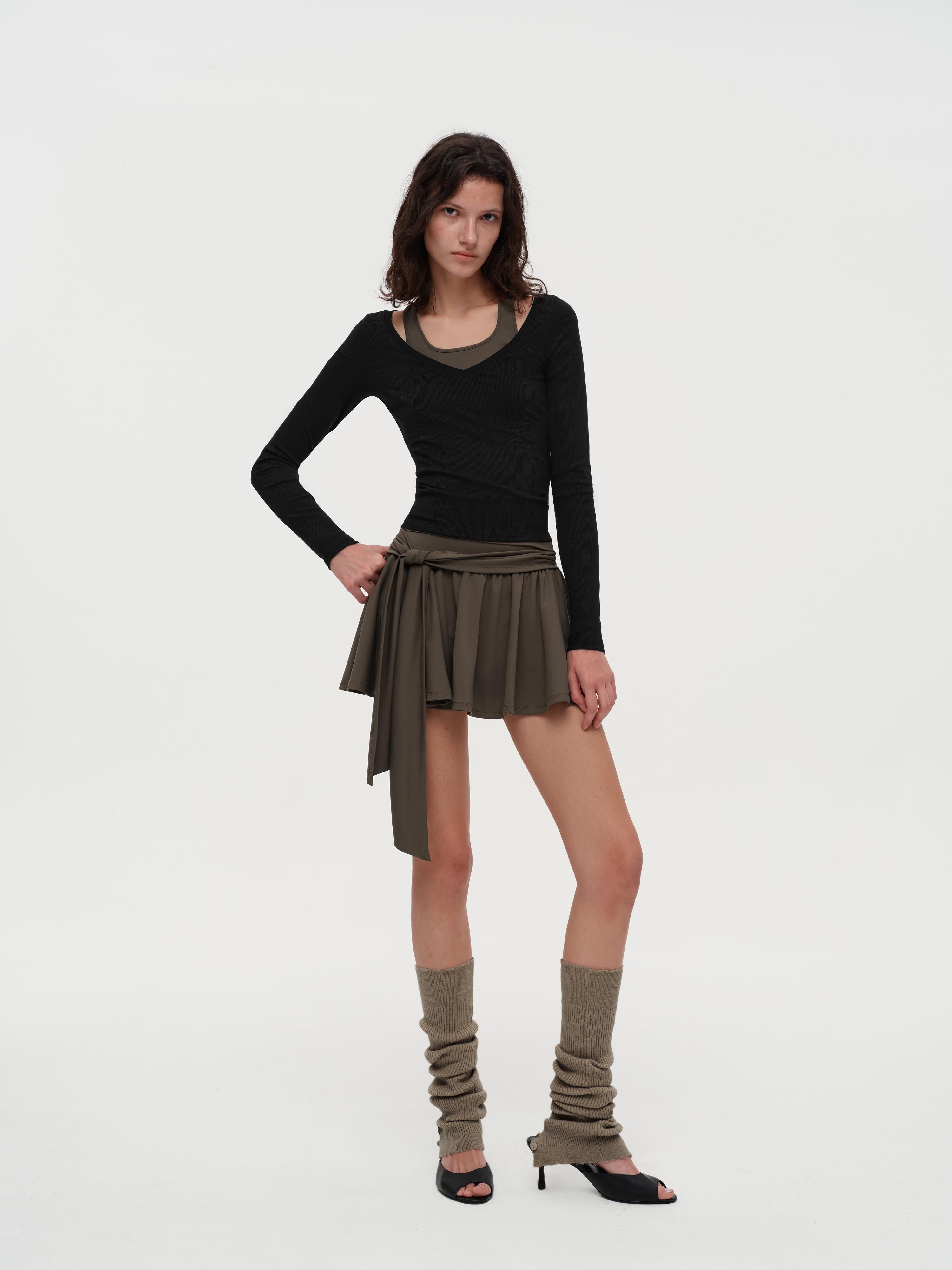 Layered Lyocell Halter Top & Skirt Set