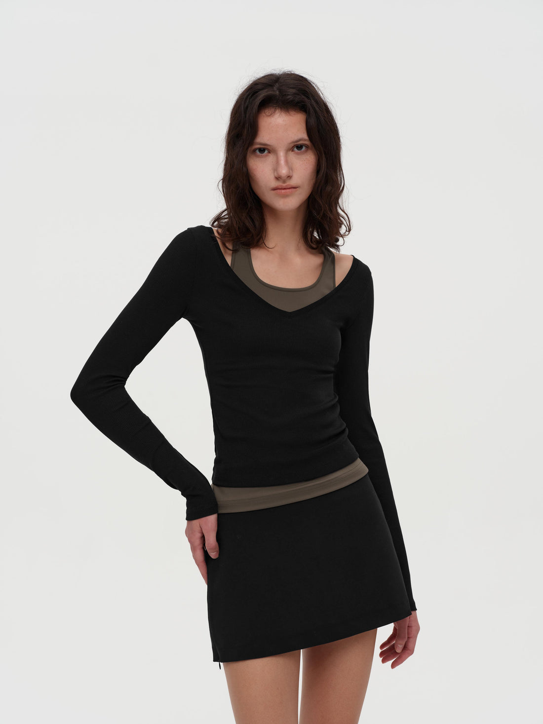 Layered Lyocell Halter Top & Skirt Set